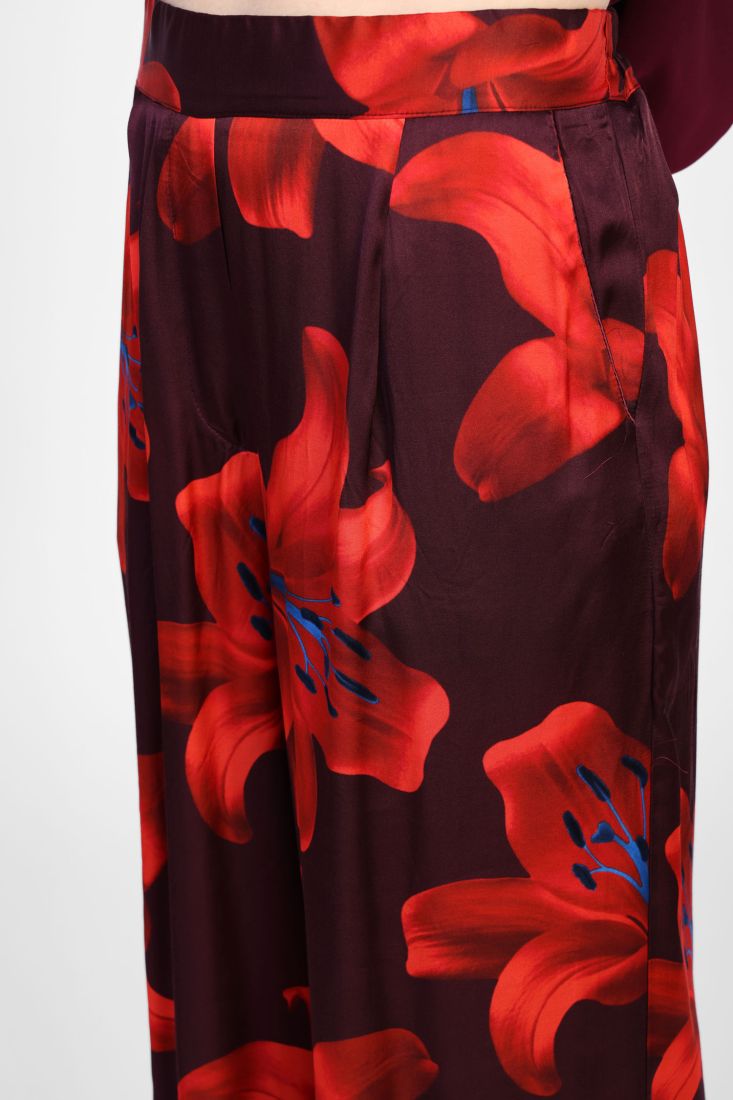 Dixie - Pantalone palazzo fantasia con elastico in vita