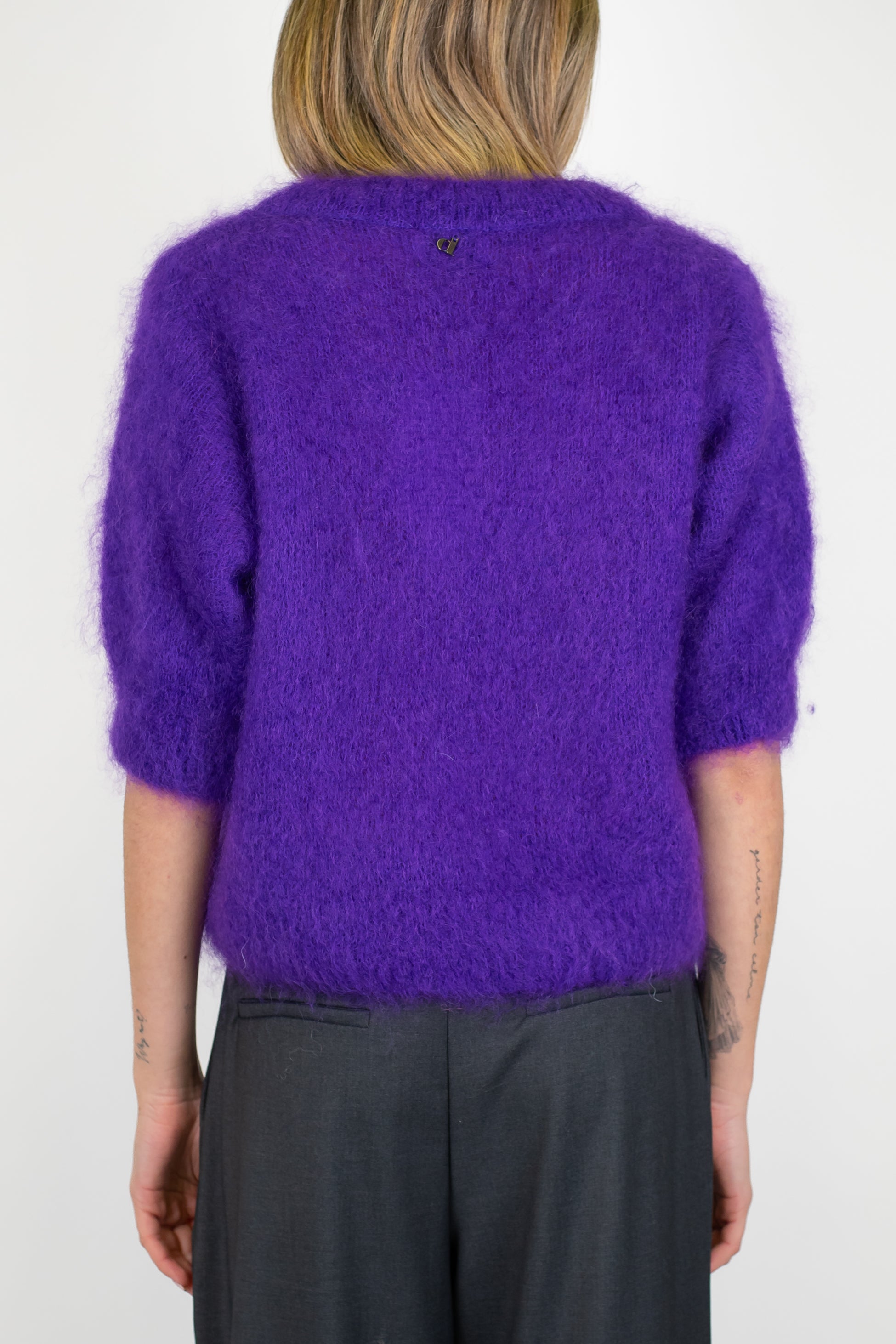 Dixie - Maglia girocollo con manica 3/4 in kid mohair