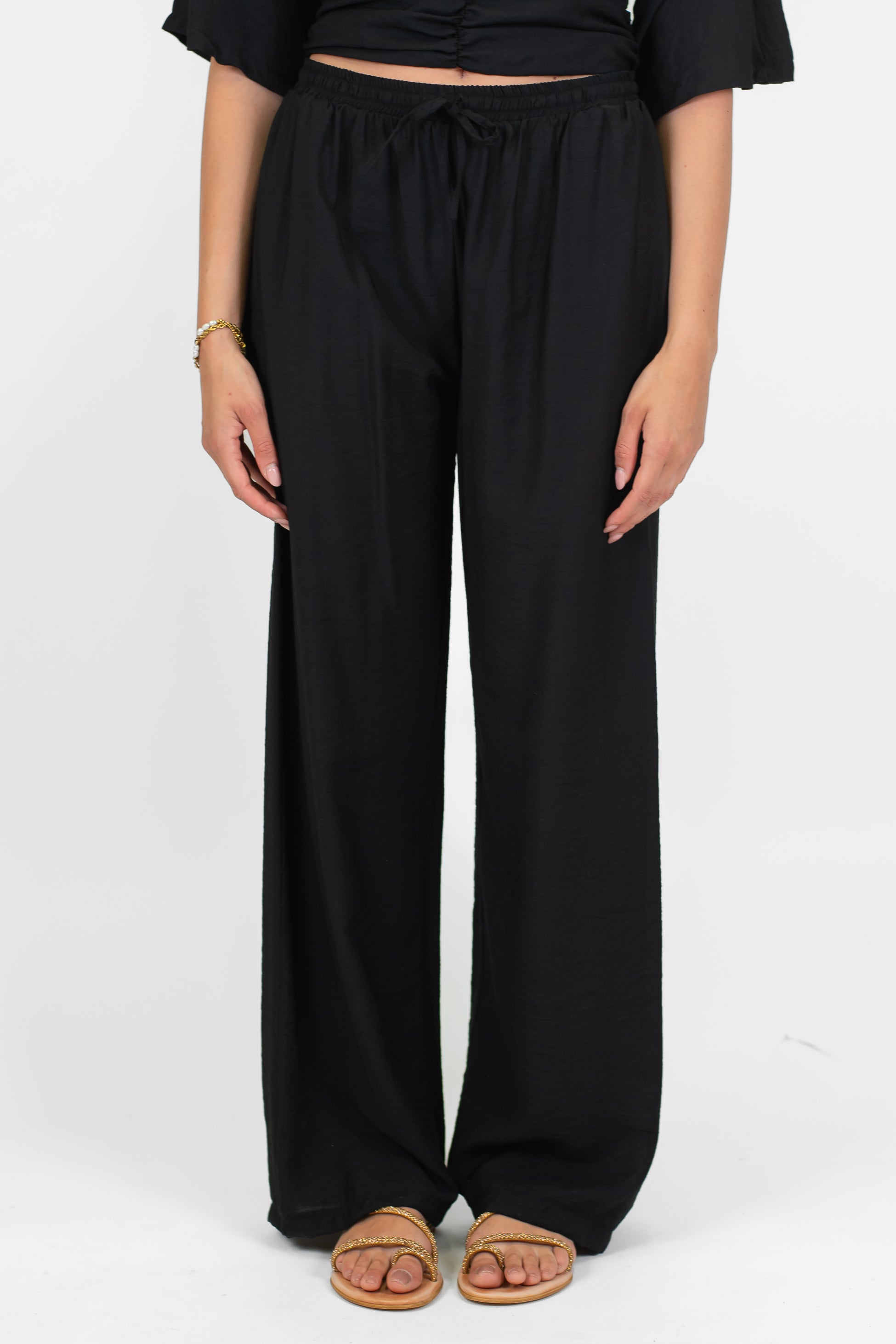 Maryley - Pantalone palazzo in viscosa con coulisse