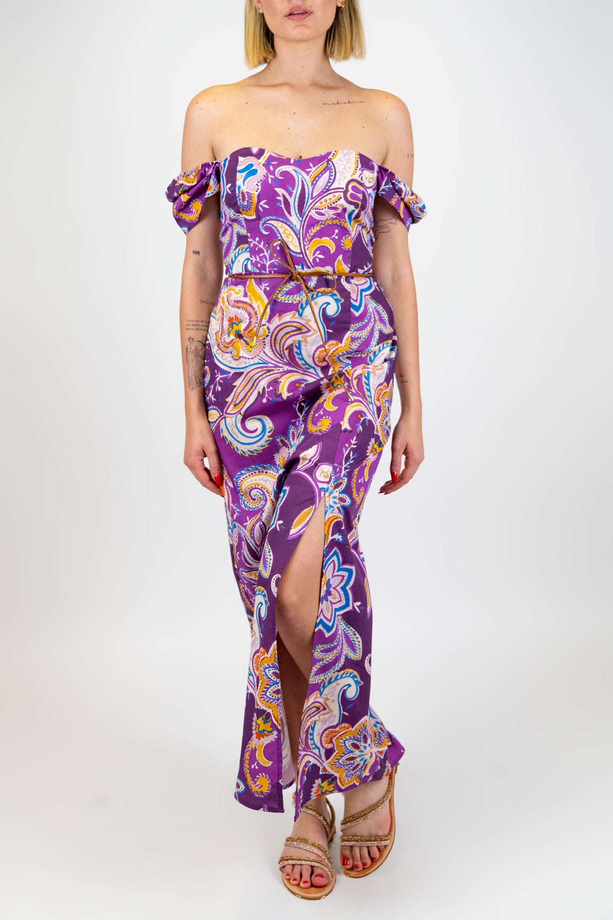 Tensione in - Abito lungo mezzamanica fantasia astratta