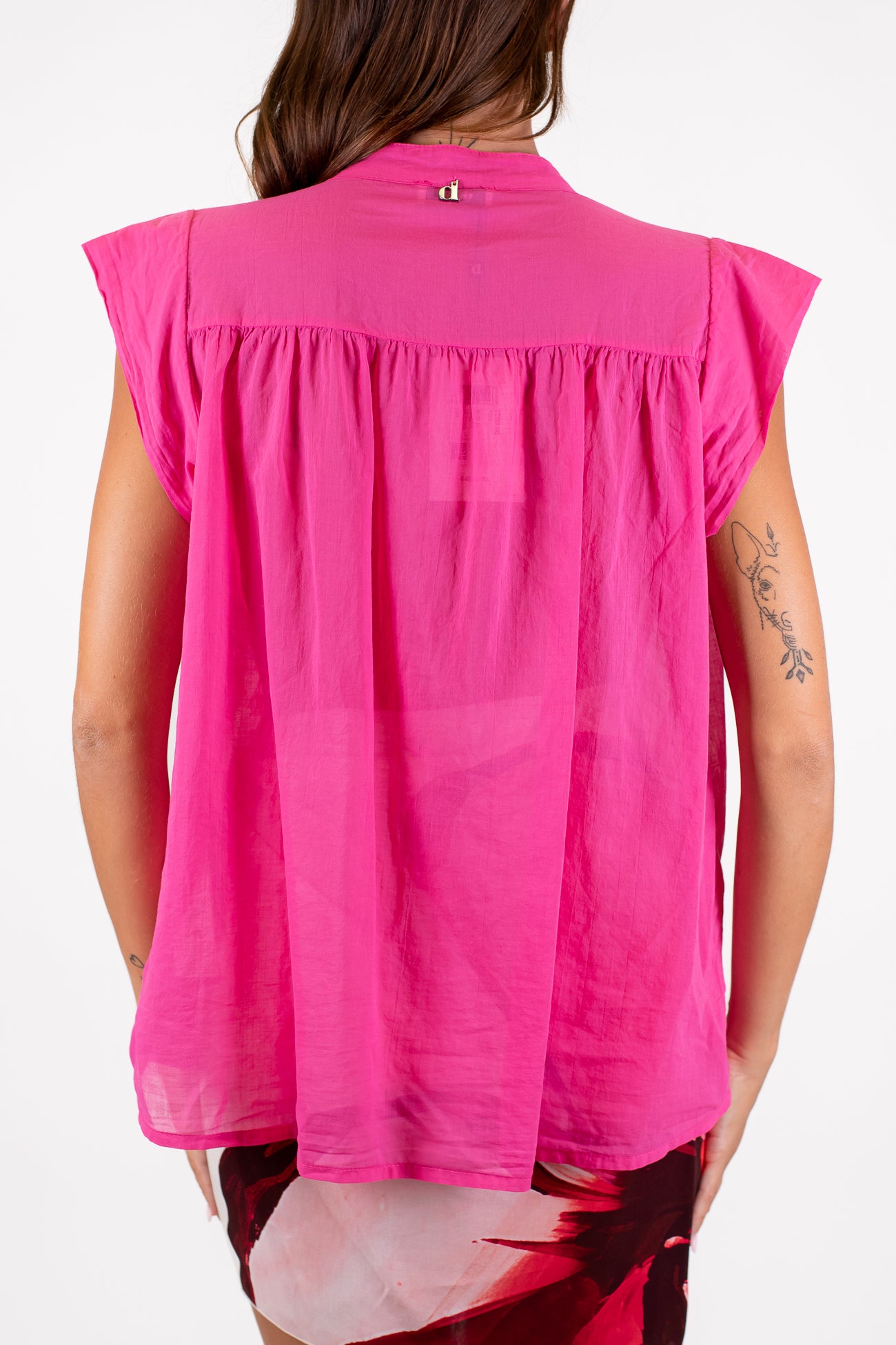 Dixie - Camicia giromaniche in mussola di cotone con alette