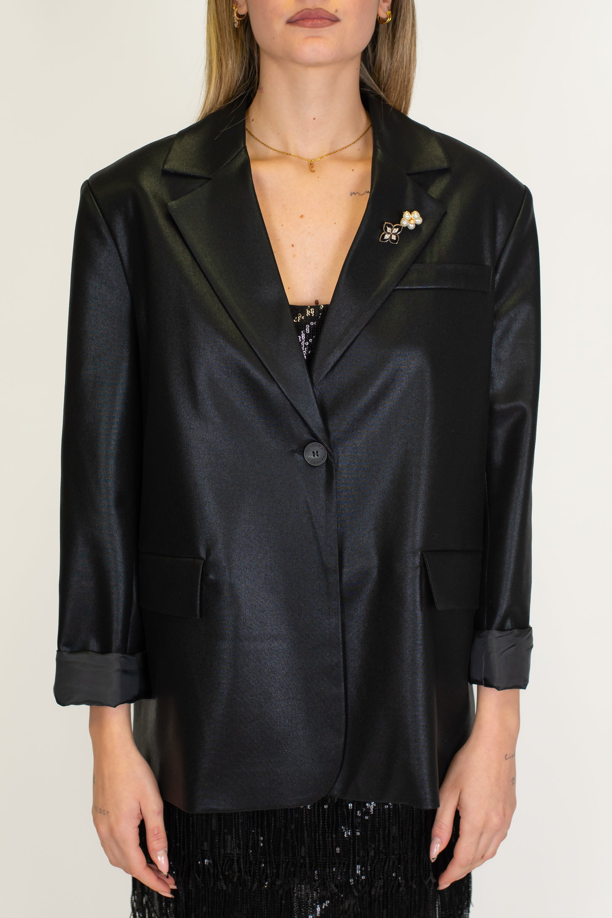 Haveone - Giacca monopetto over glitter scon spille