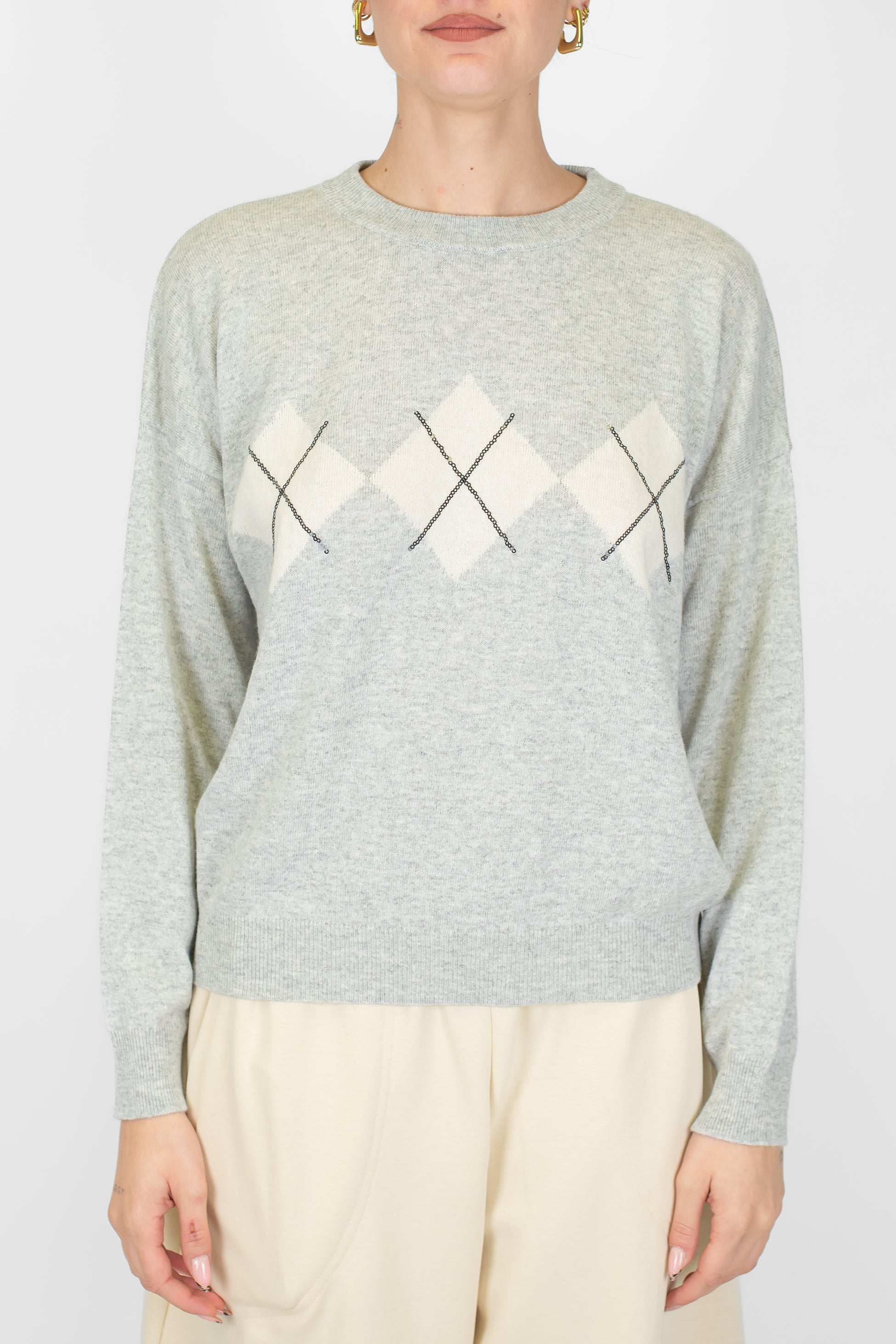 Motel - Maglia fantasia rombi in misto lana e cashmere