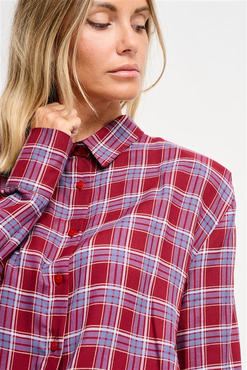 Maryley - Camicia fantasia check con spalline