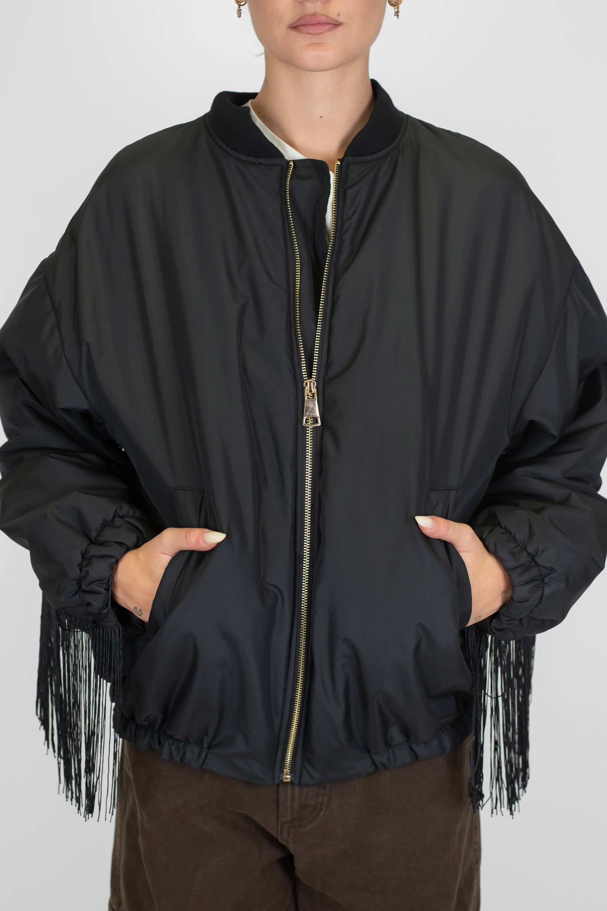 Tensione in - Bomber Piumino con frange