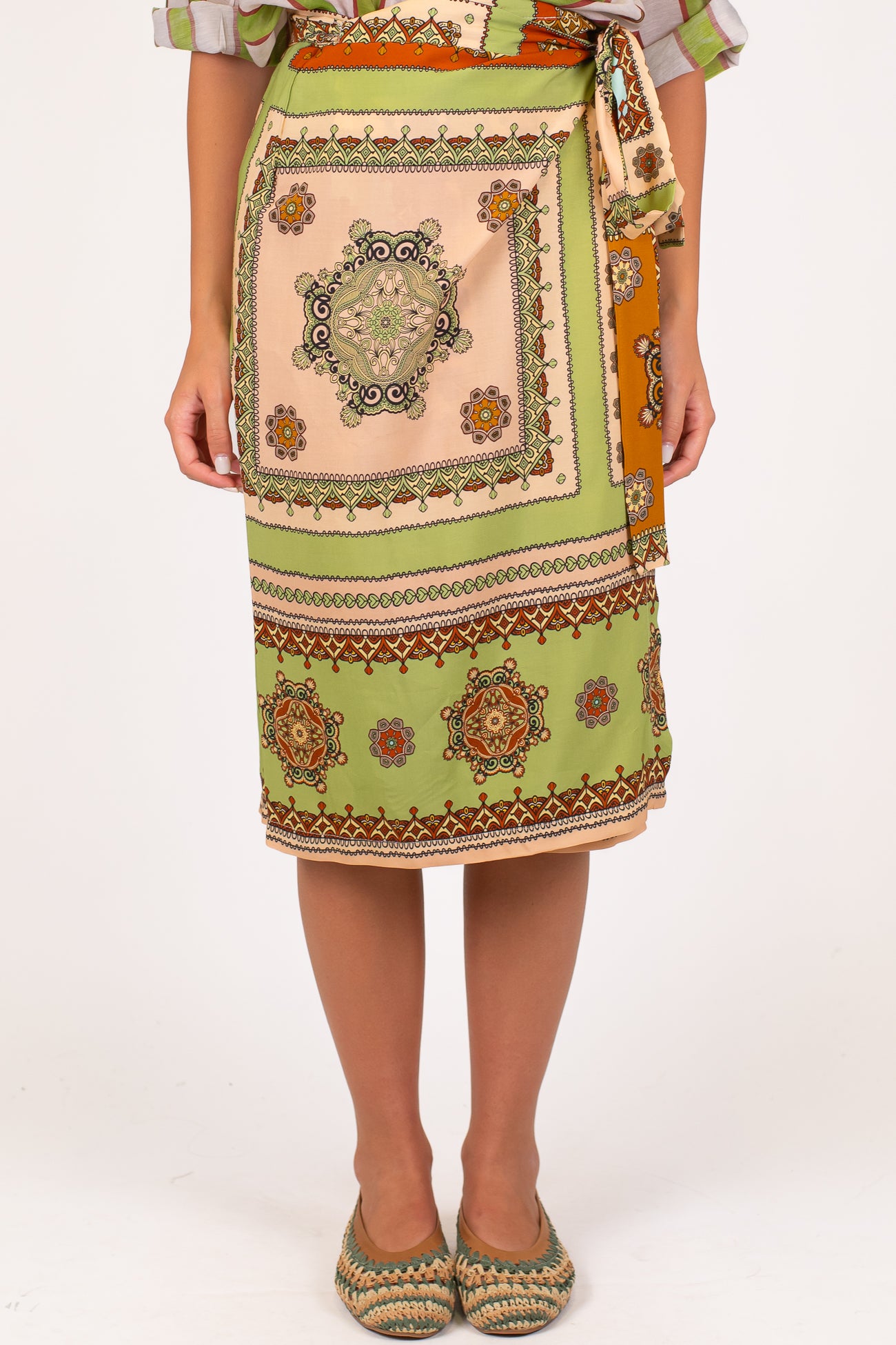 Dixie - Gonna pareo midi fantasia astratta in viscosa leggera