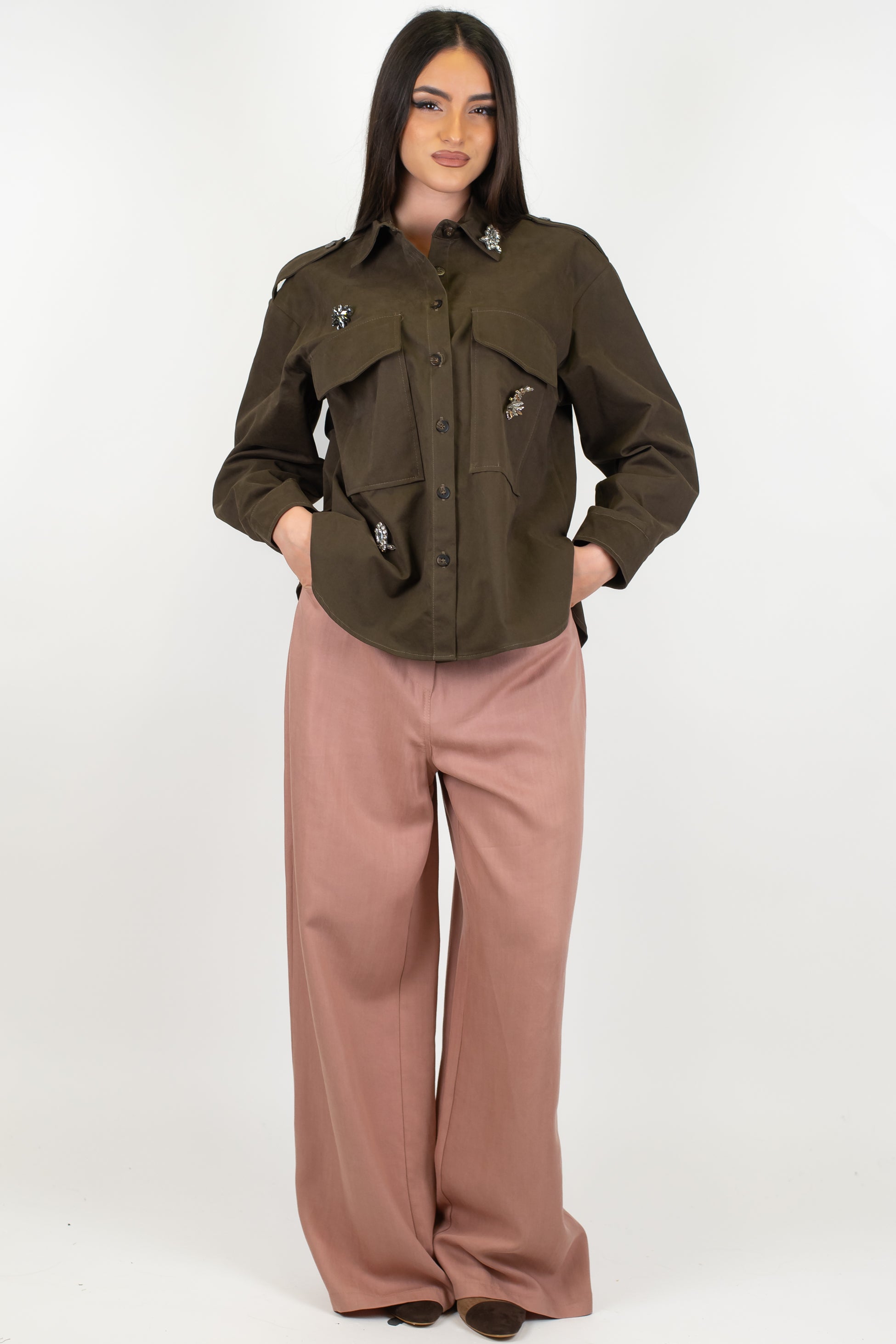 Tensione in - Pantalone palazzo effetto denim