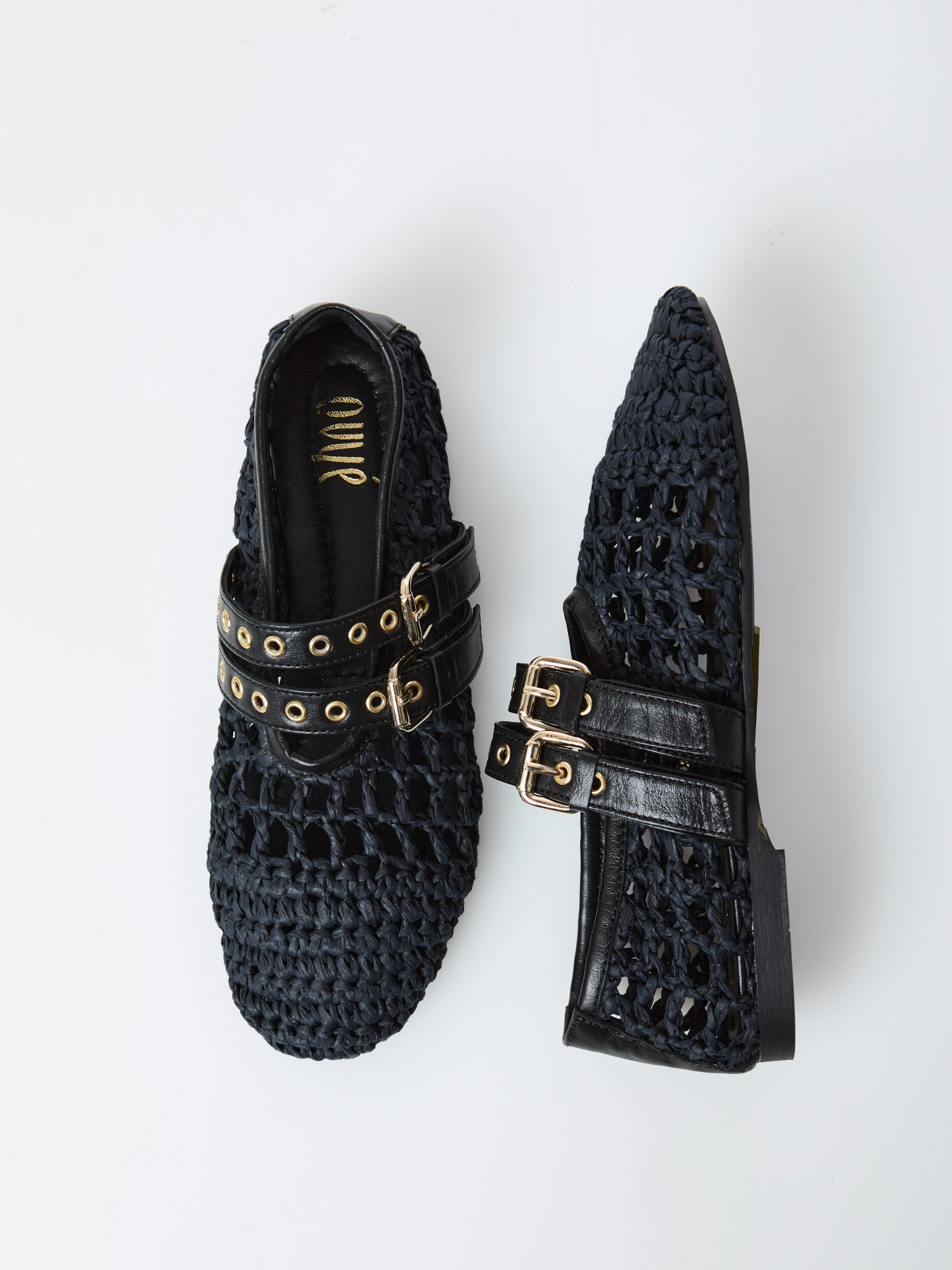 Ovye - Ballerina in rafia con doppio cinturino