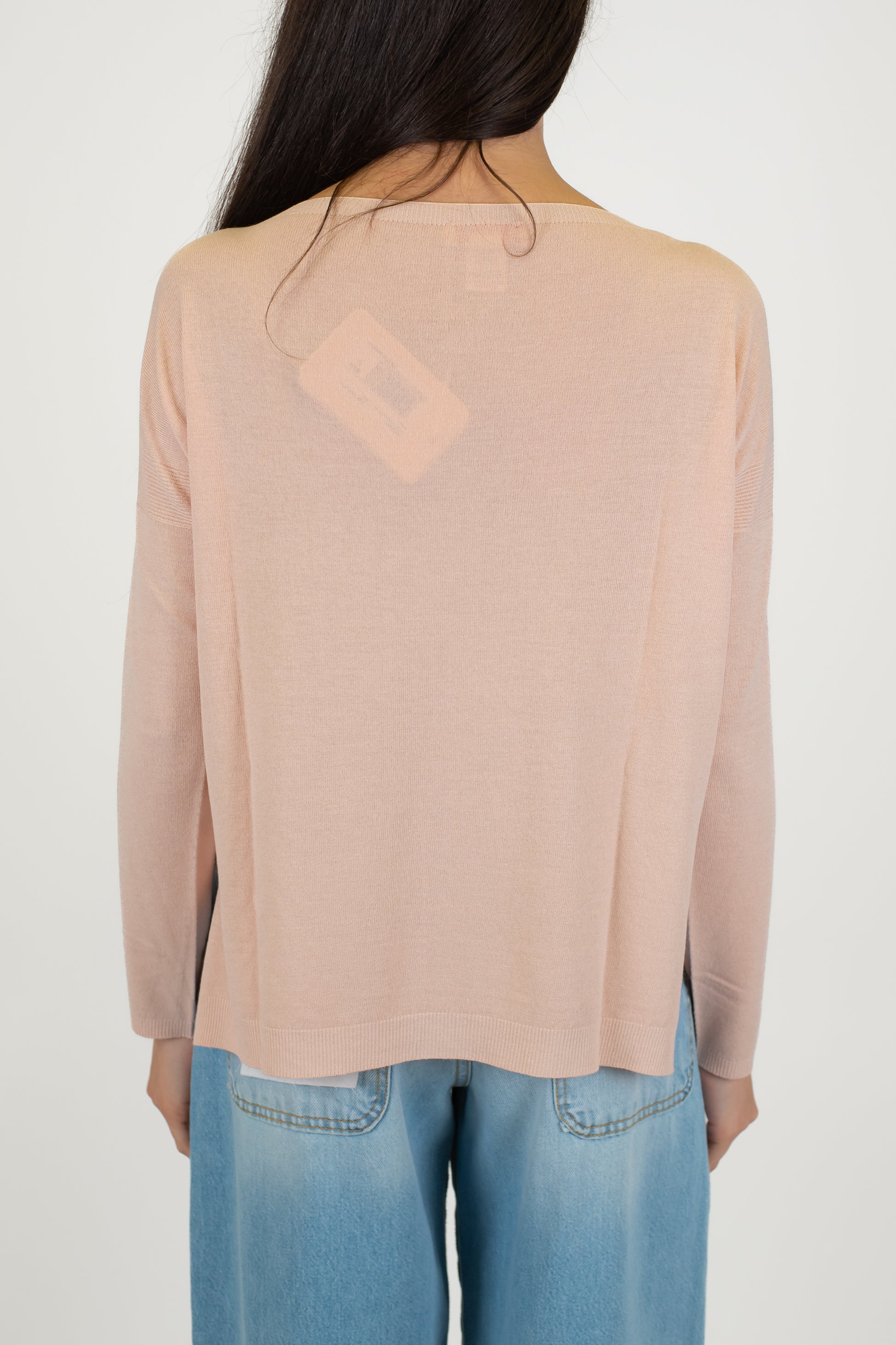 Kontatto - Maglia scollo a barca in viscosa leggera con spacchetti laterali