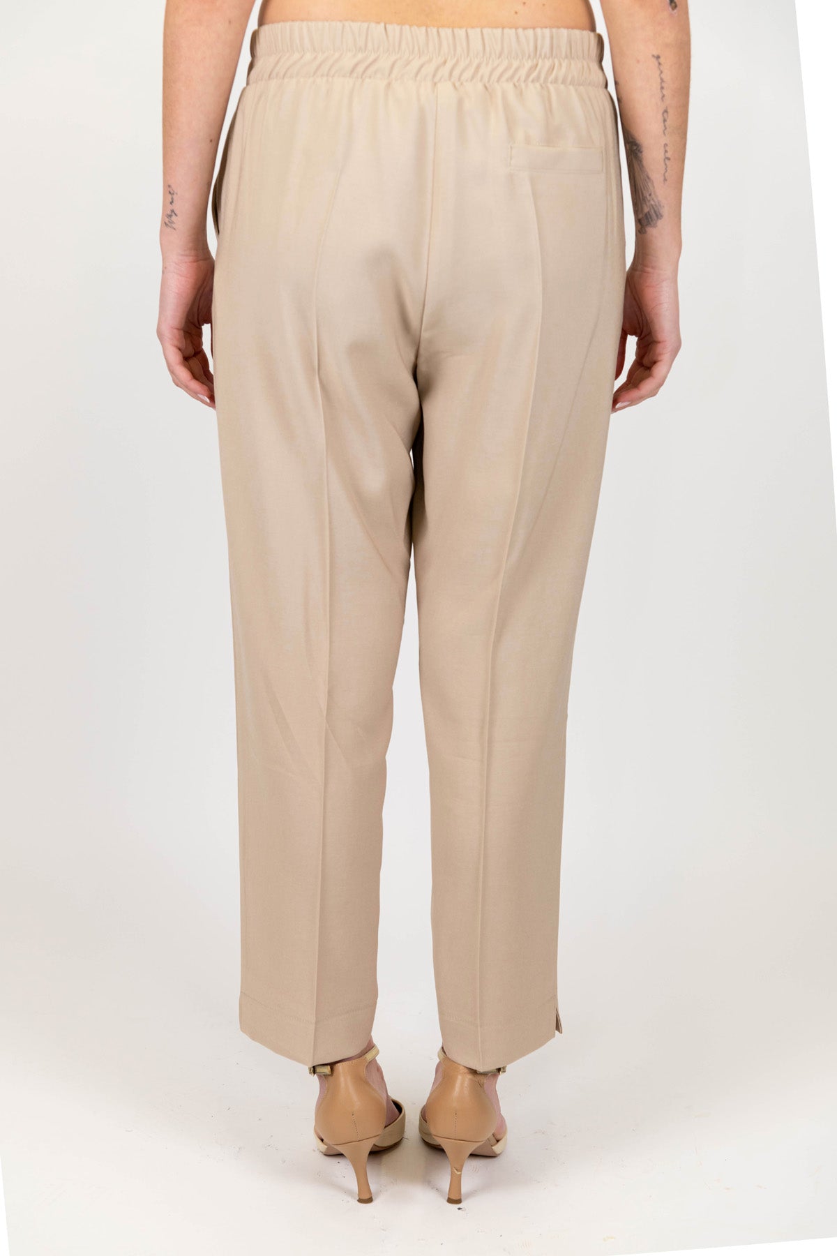 Maryley - Pantalone slim con elastico in vita