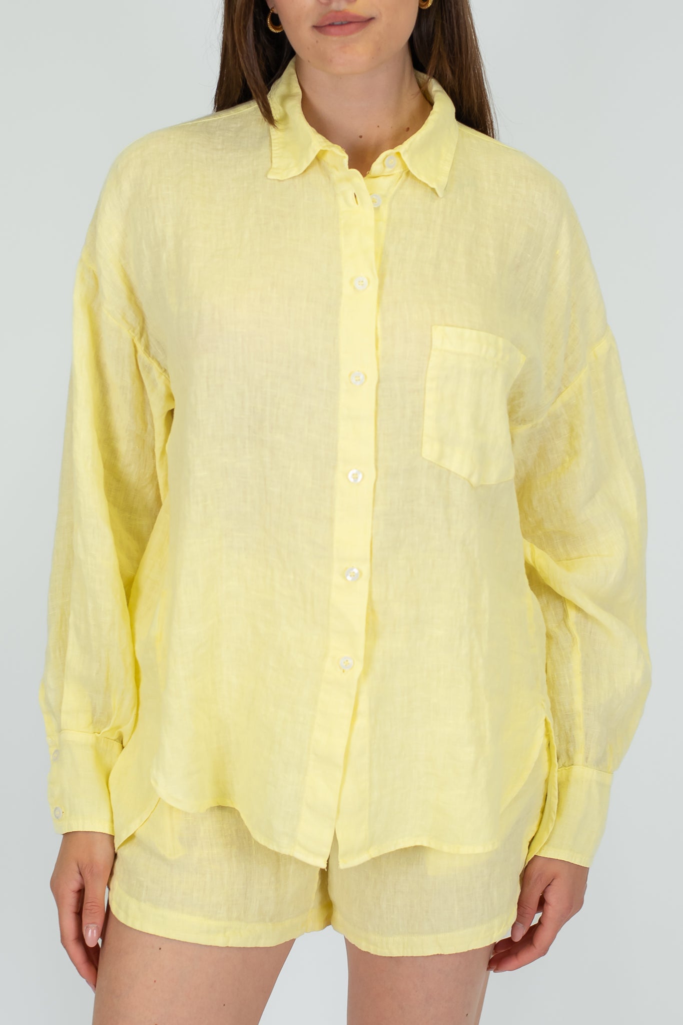 Tensione in - Camicia 100% lino con taschino