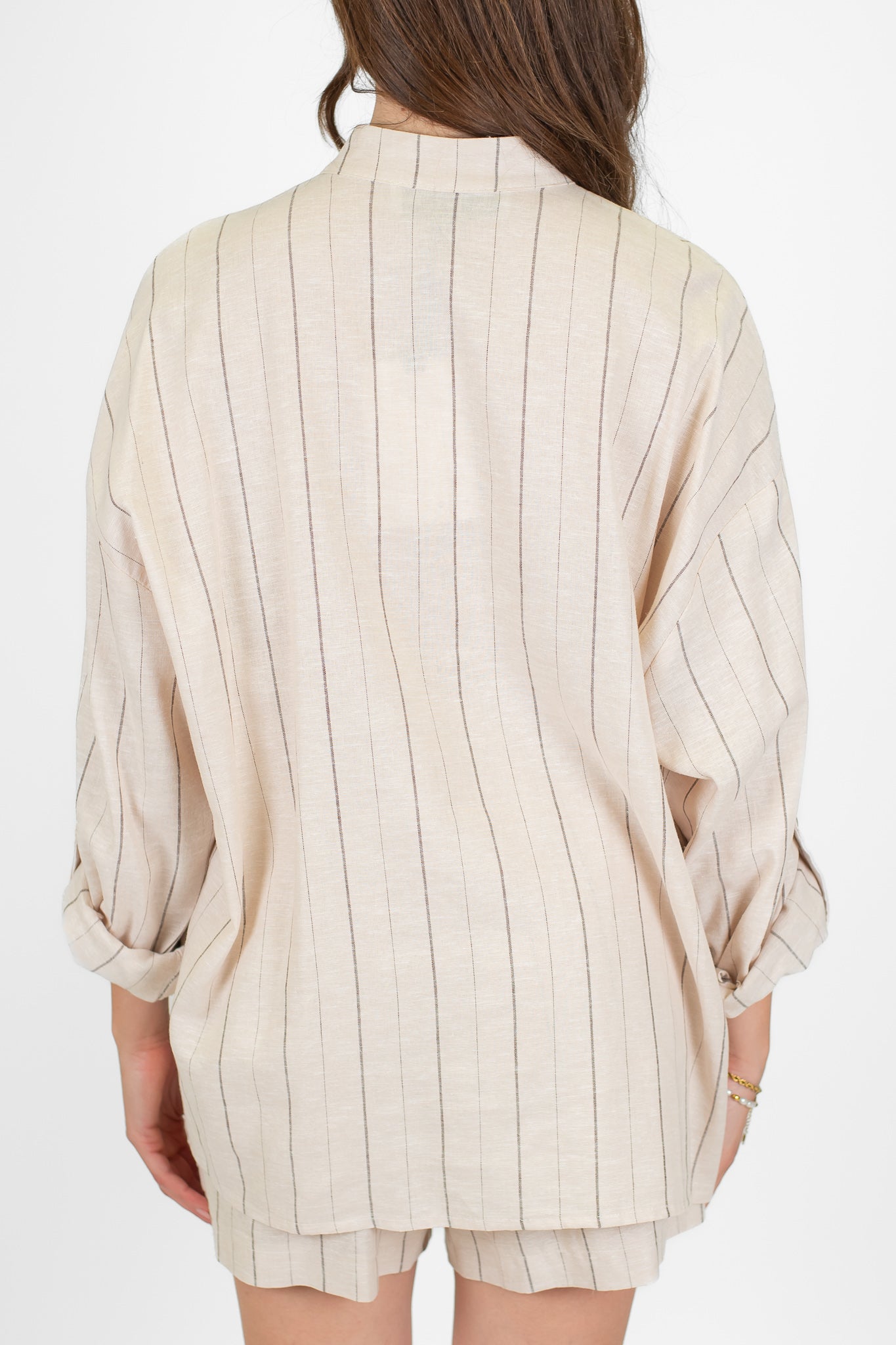 Haveone - Camicia over gessata in misto lino