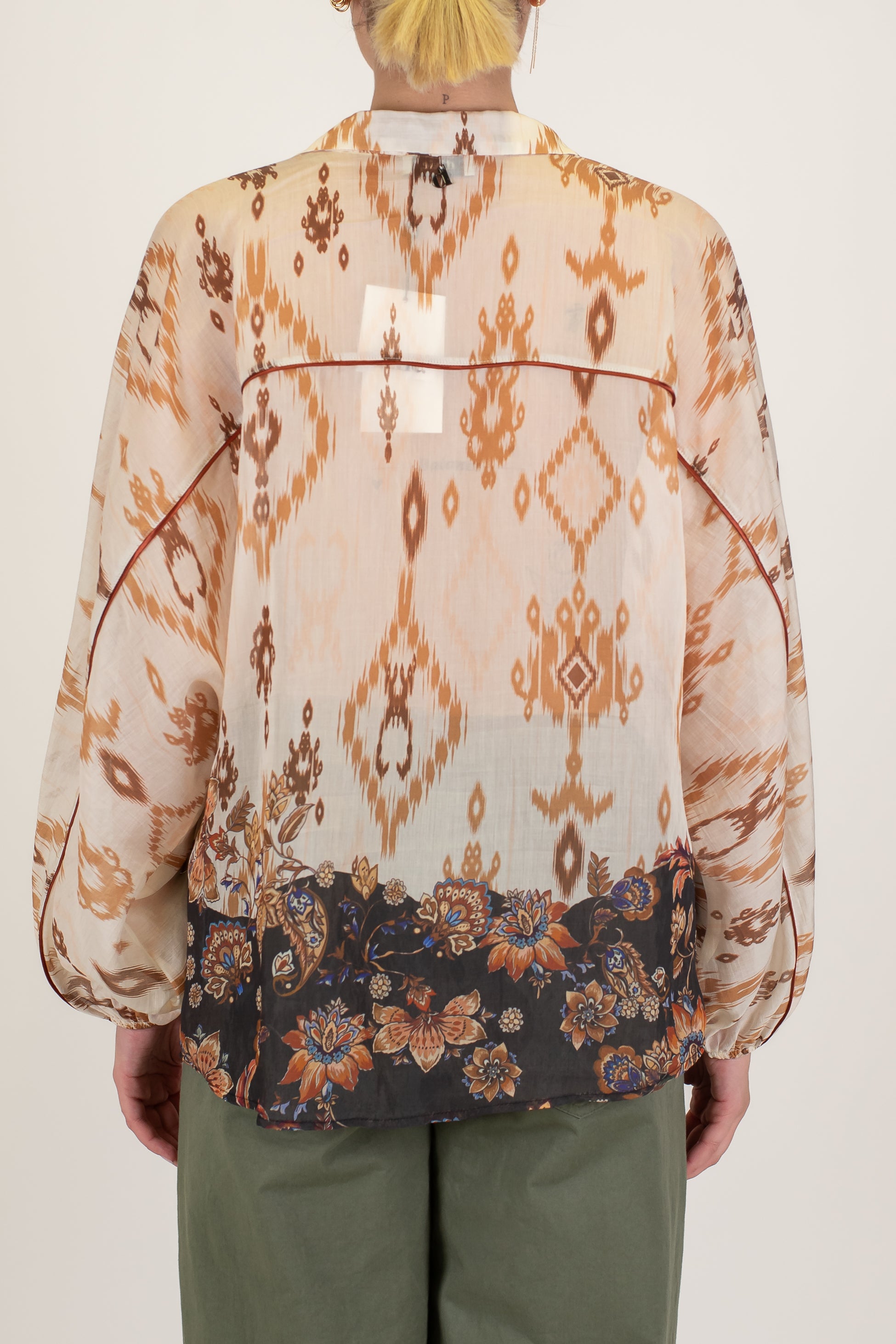 Dixie - Blusa fantasia astratta con scollo a V in lyocell