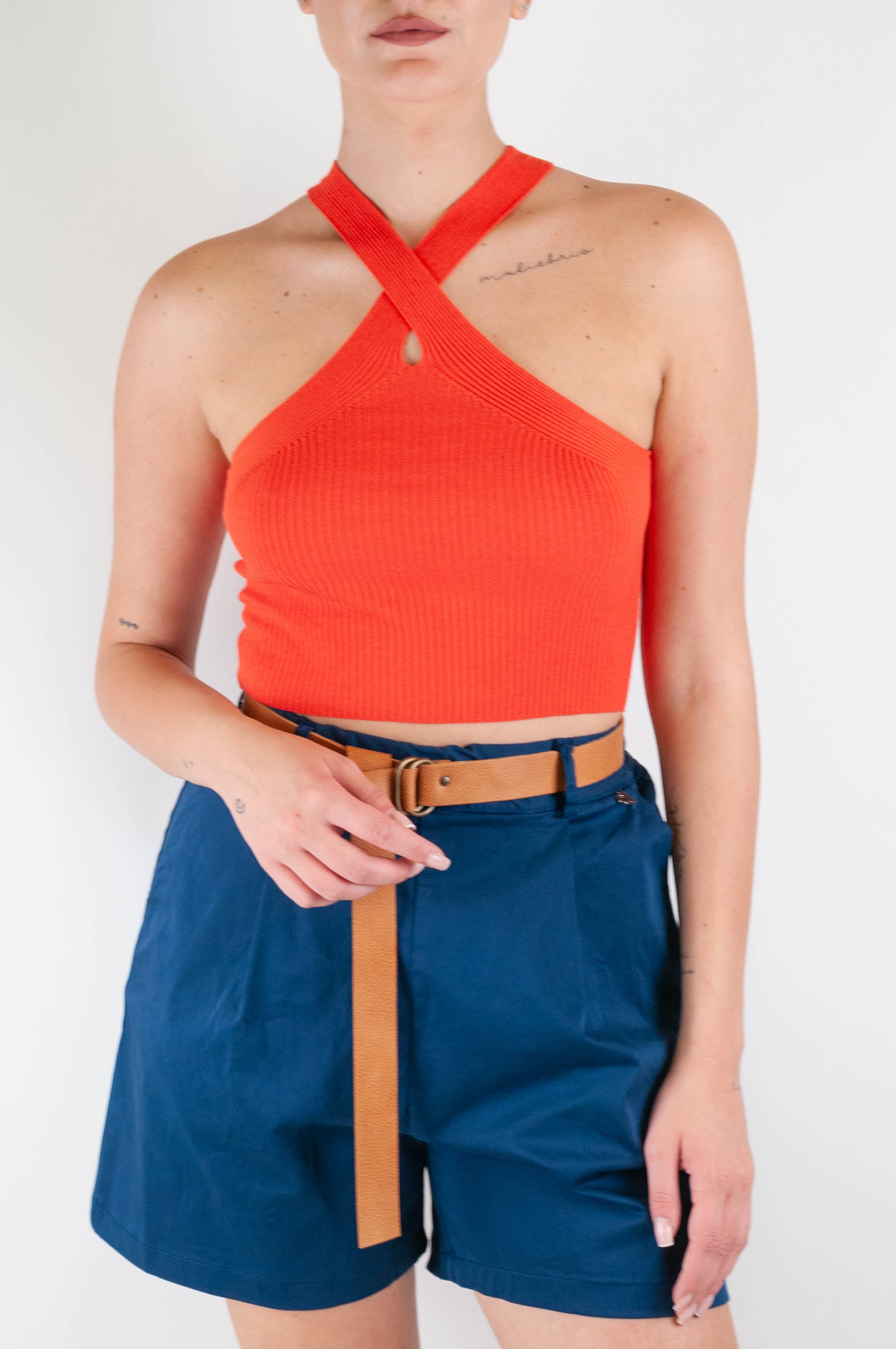 Kontatto - Top incrociato a costine