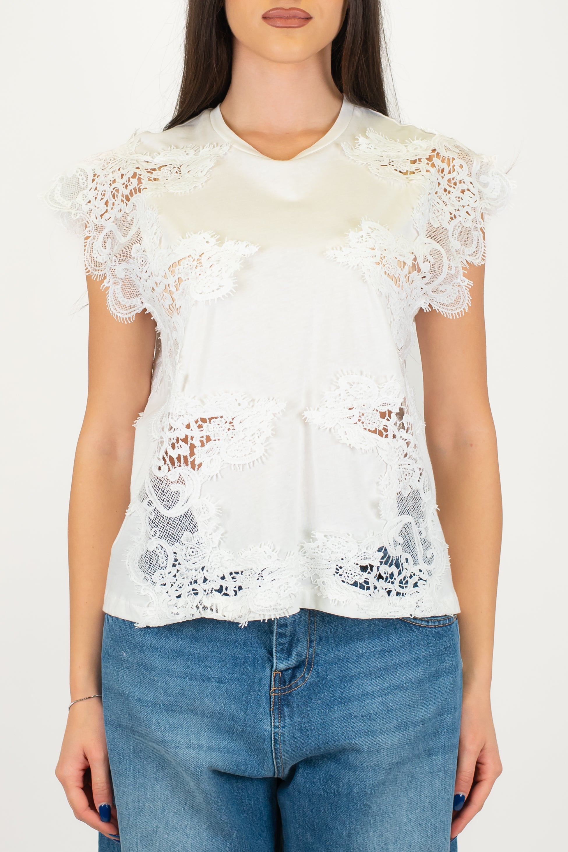 Tensione in - T-shirt in pizzo di cotone