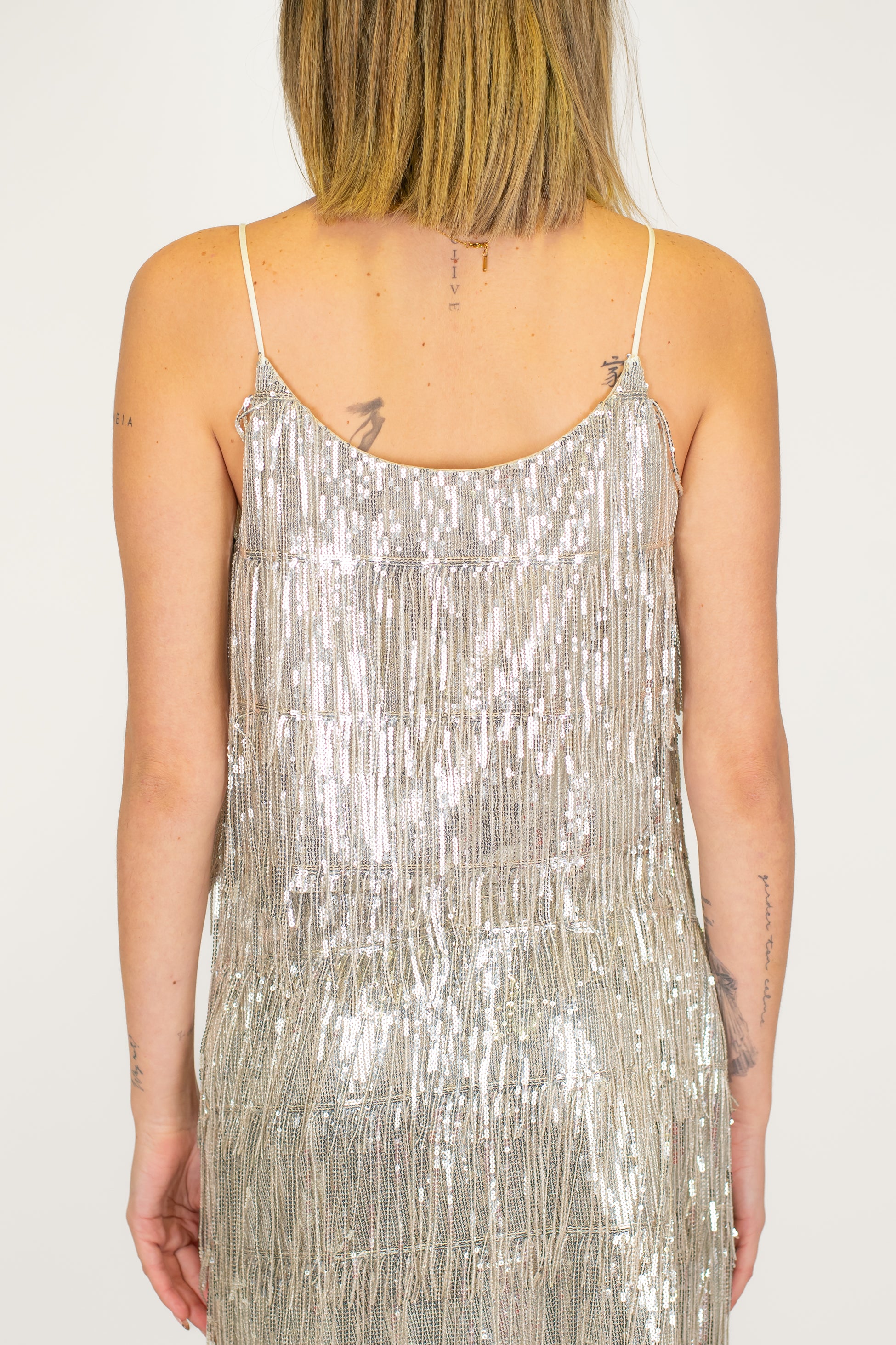 Haveone - Top con frange in paillettes e bretelline