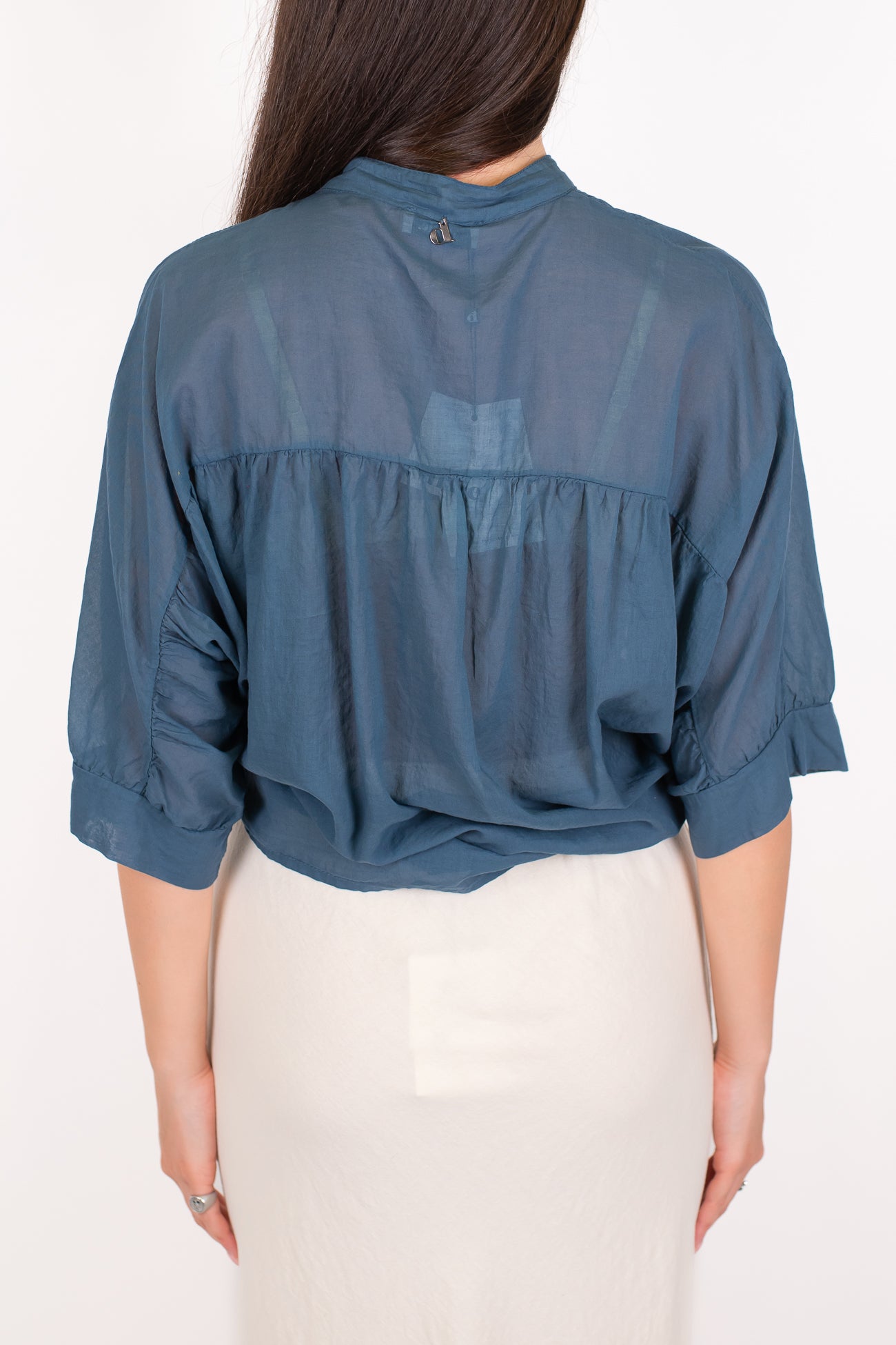 Dixie - Camicia collo alla coreana in mussola di cotone