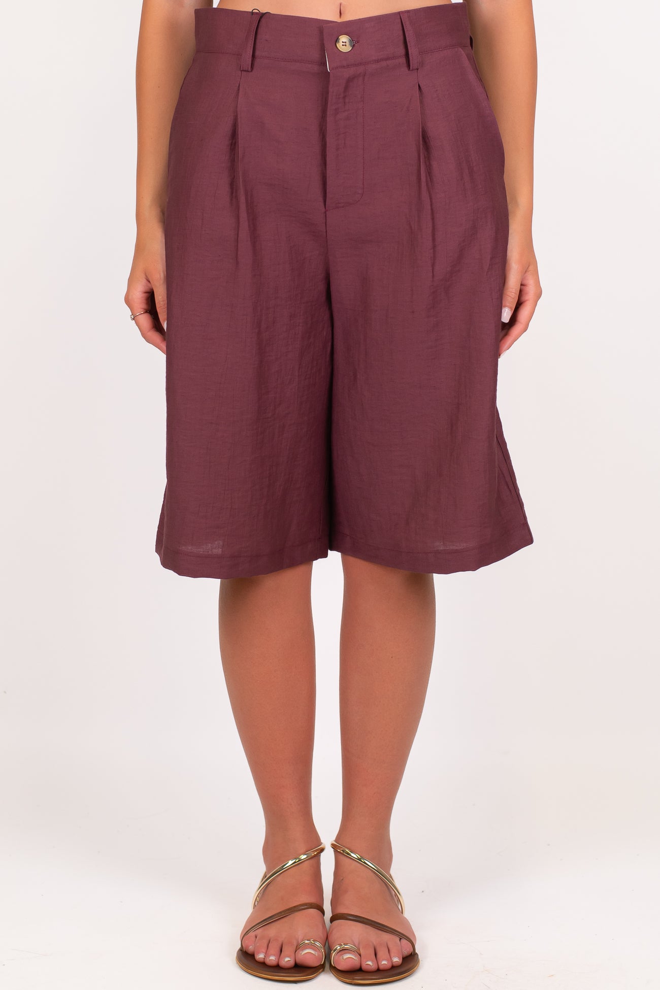Dixie - Bermuda in misto lino con pinces