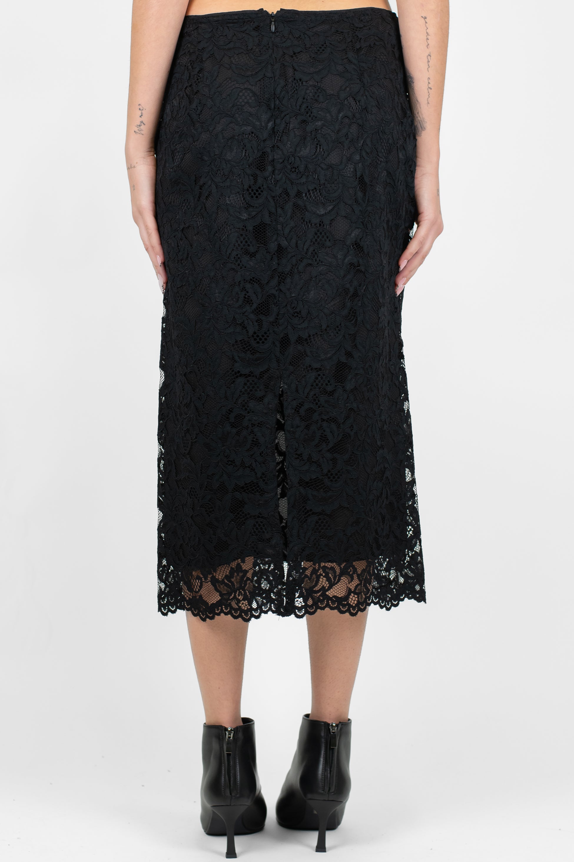 Dixie - Gonna foderata in pizzo con chiusura zip sul retro