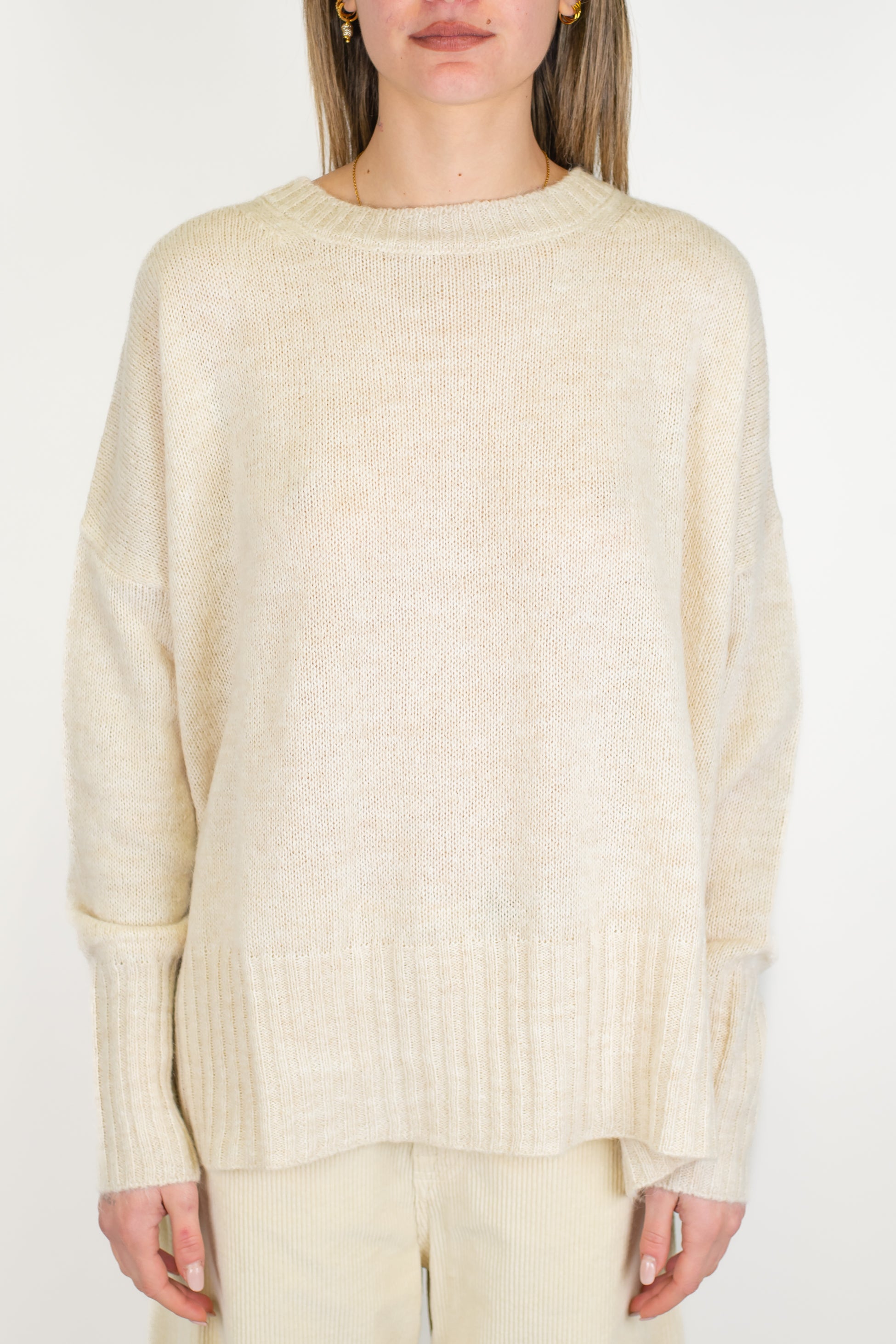 Tensione in - Maglia girocollo over in misto lana