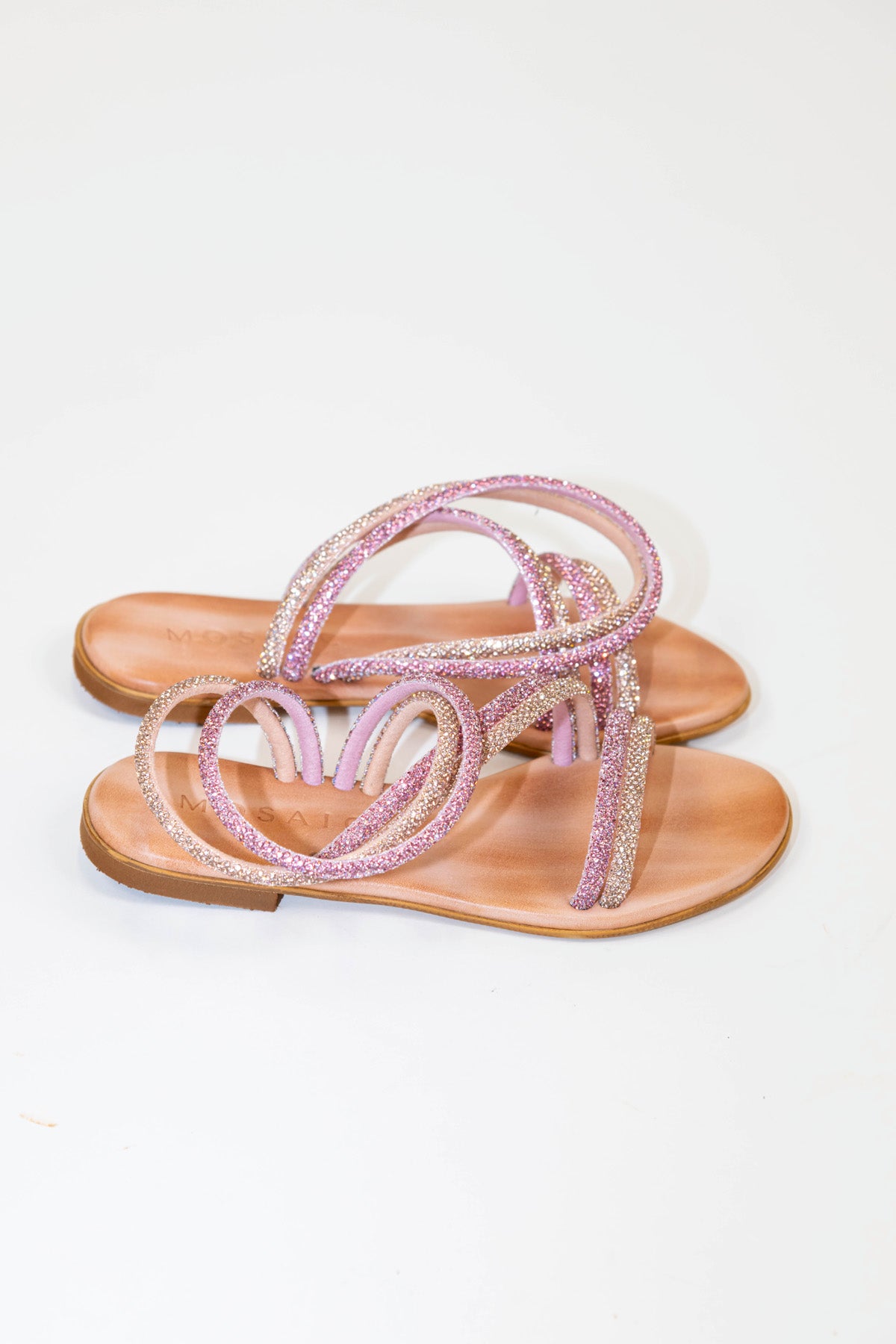 Mosaic - Sandalo strass con doppia fascia bicolore