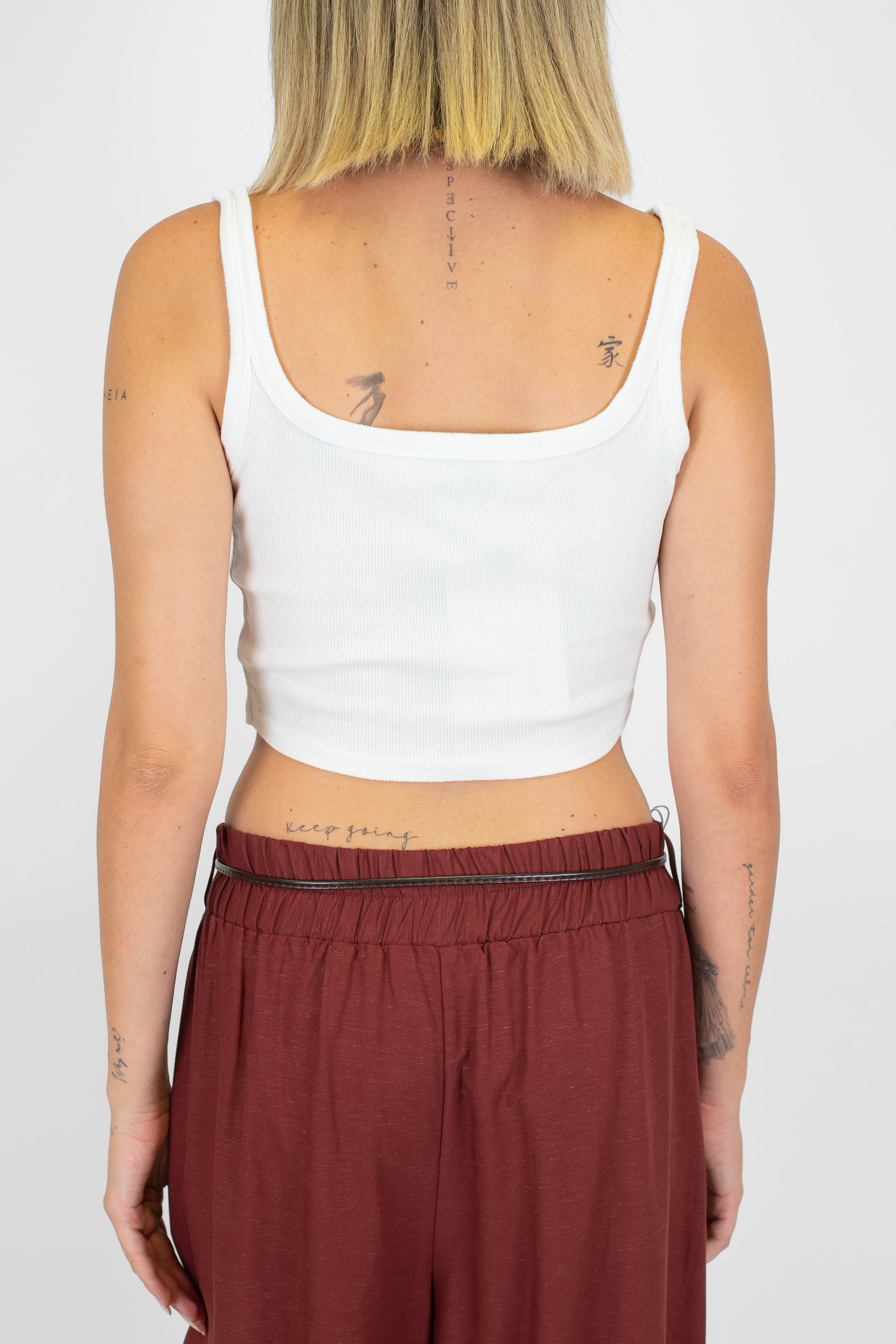 Haveone - Top scollo quadro a costine