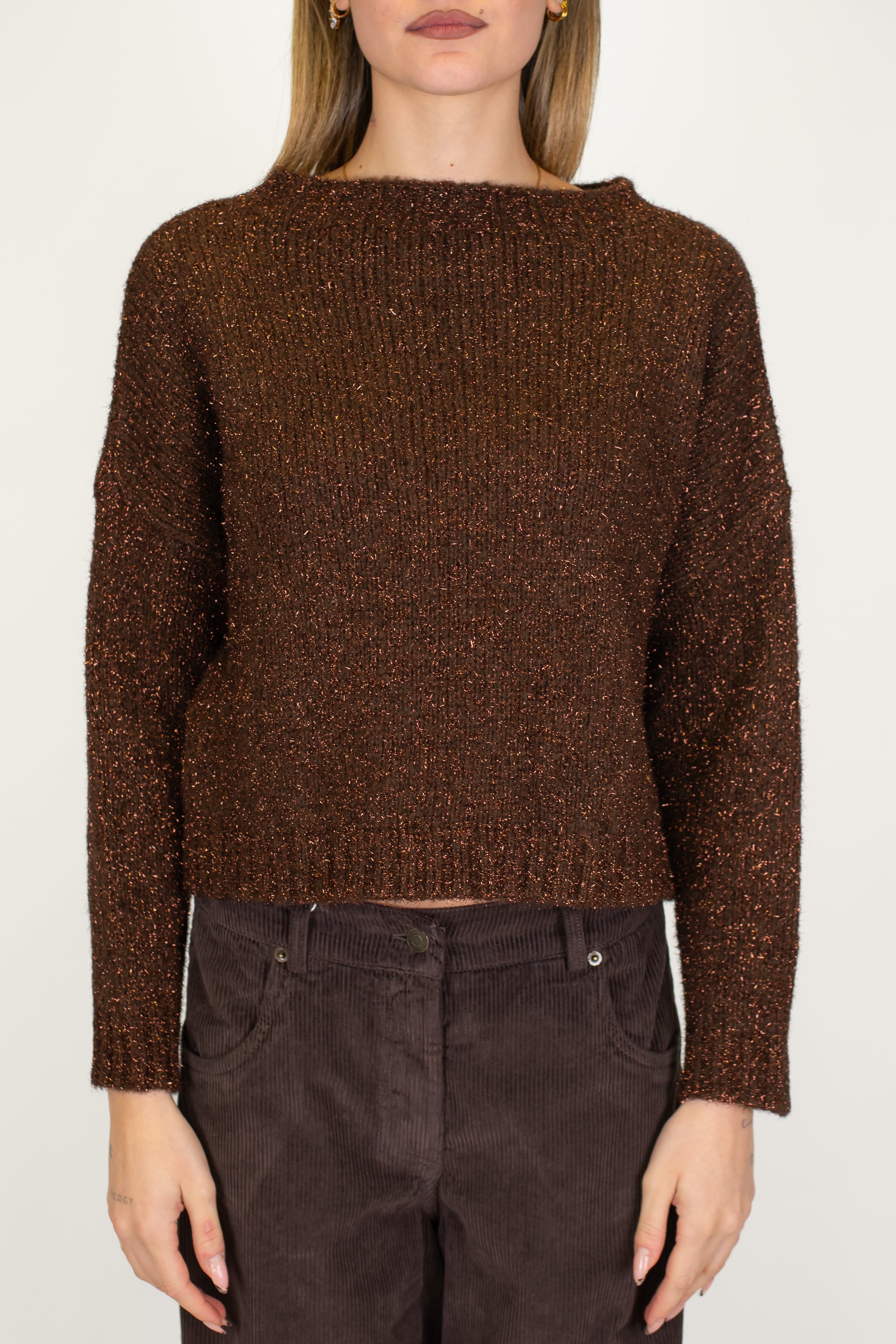 Haveone - Maglia scollo barca lurex in misto lana