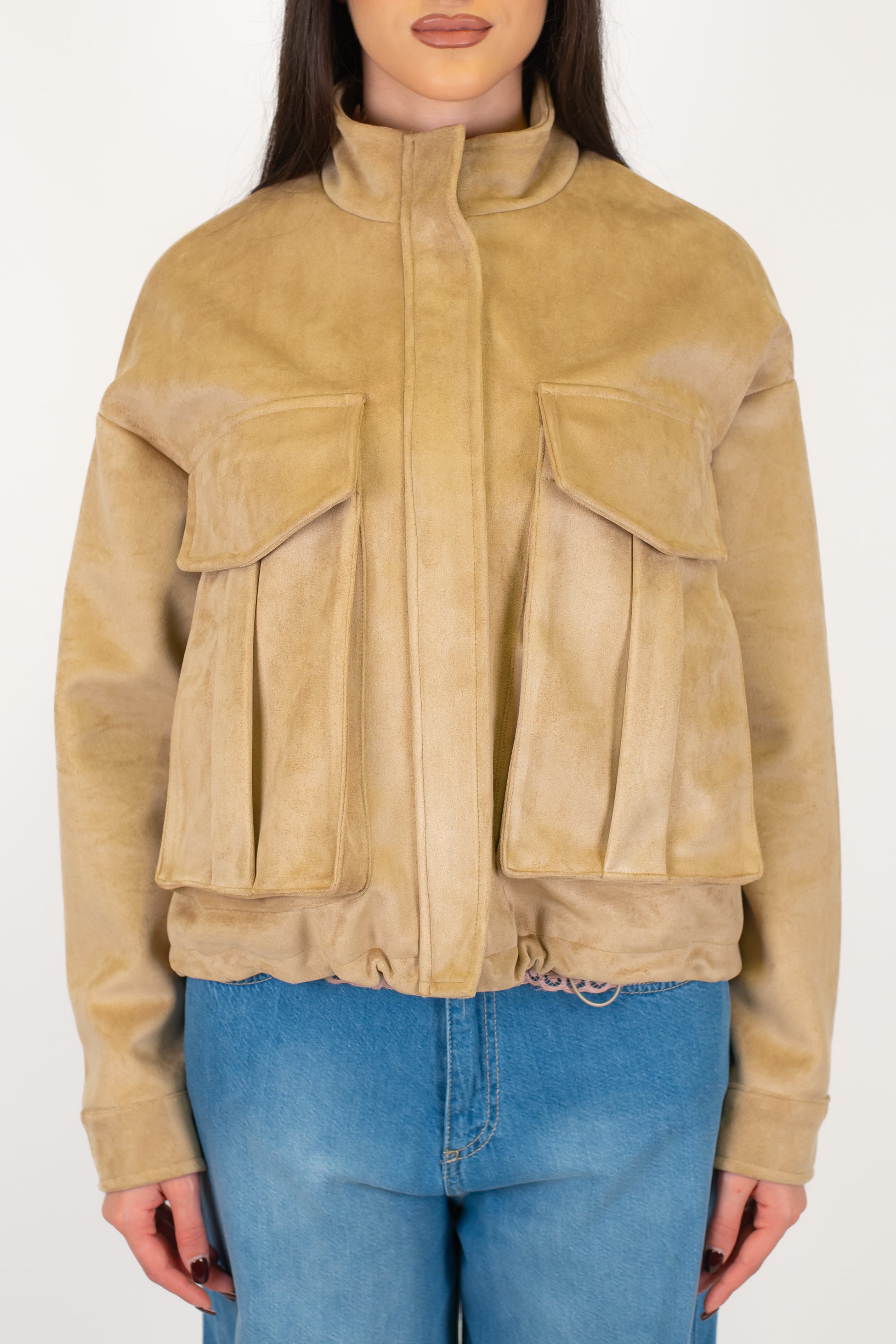 Maryley - Bomber in suede con tasconi