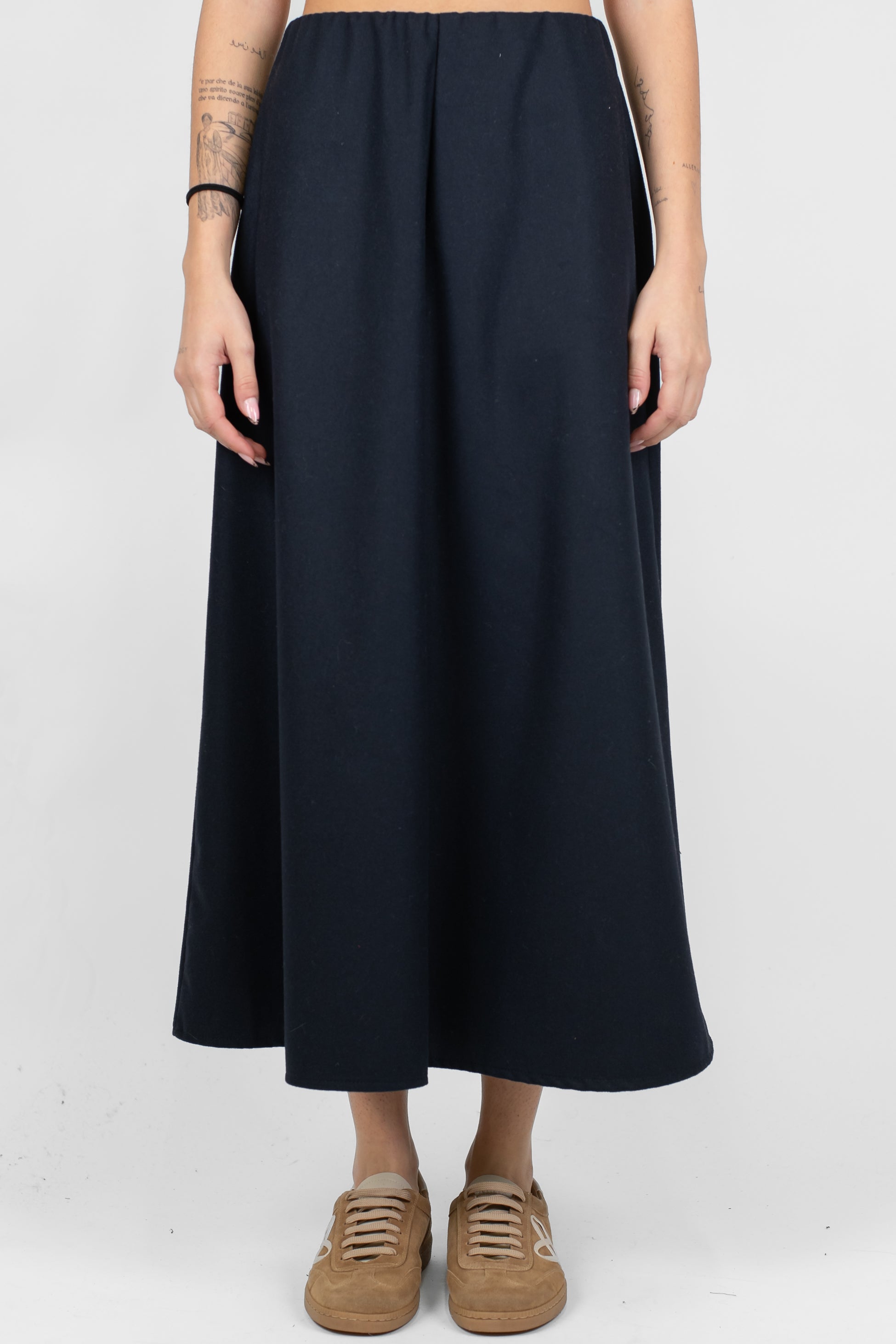 Tensione in - Gonna in misto lana con elastico in vita