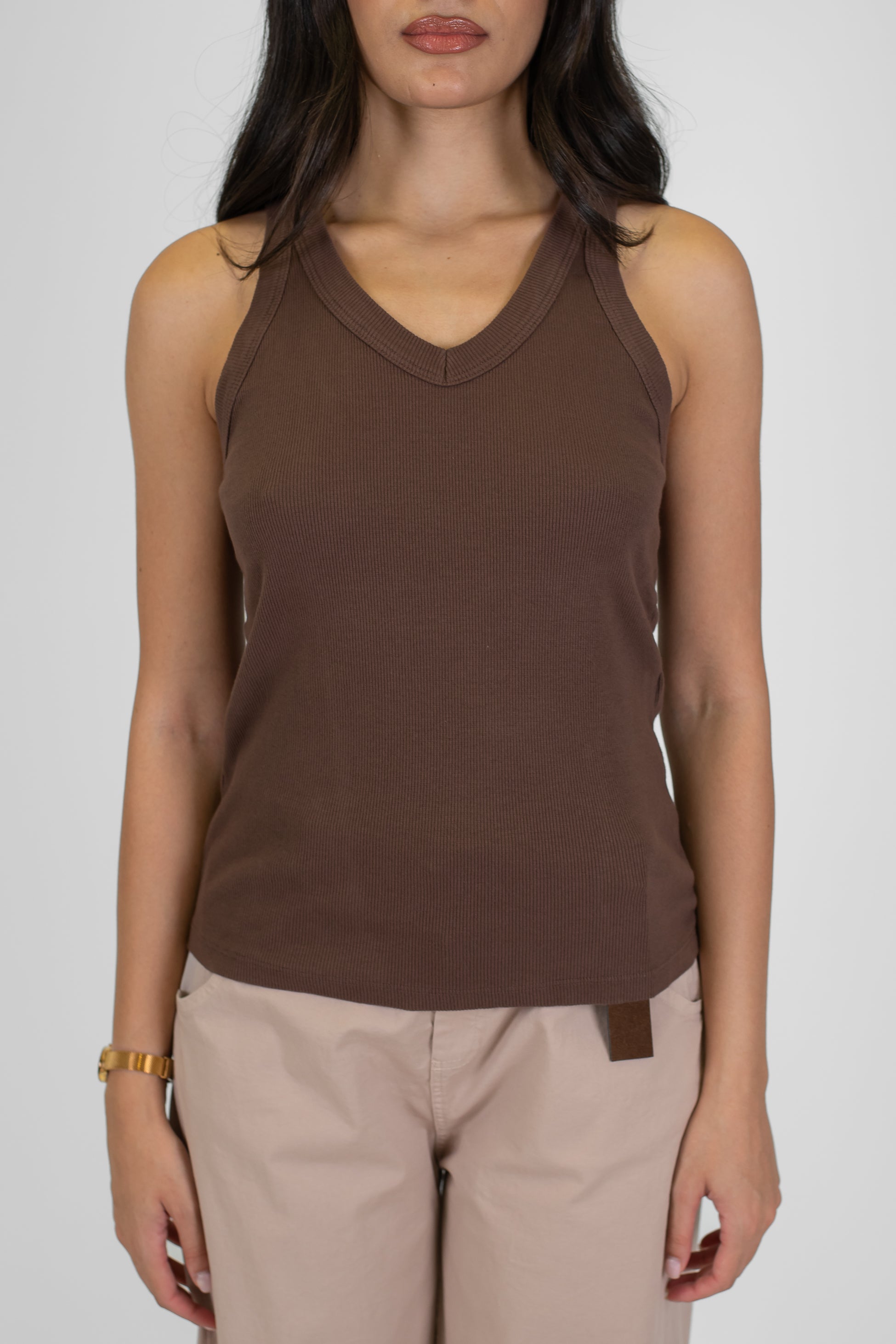 Tensione in - Canotta a costine in cotone