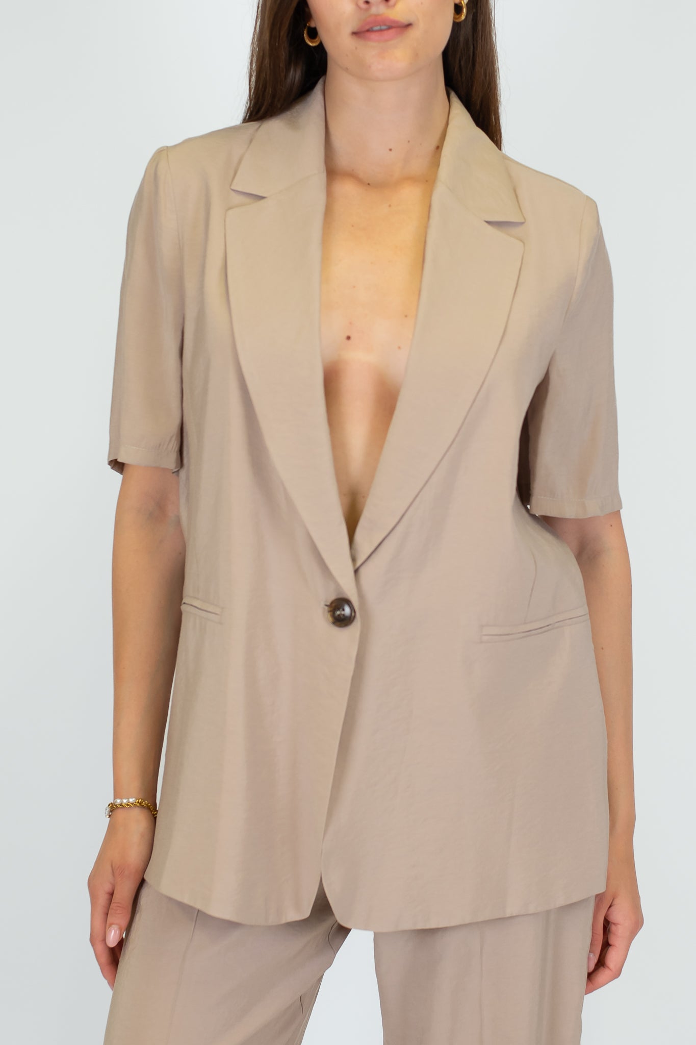 Haveone - Giacca monopetto mezza manica in modal