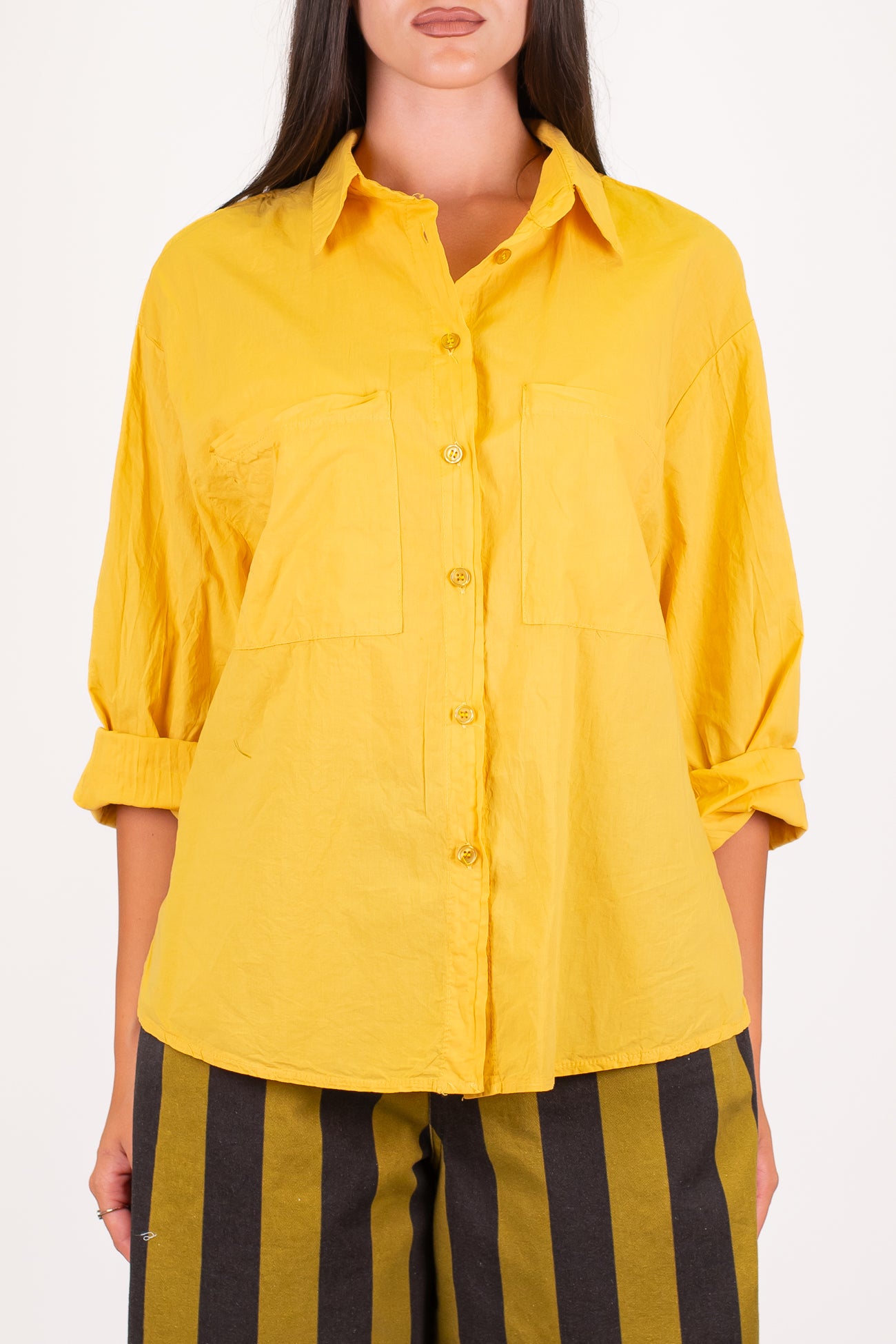 Haveone - Camicia in mussola di cotone con doppia tasca