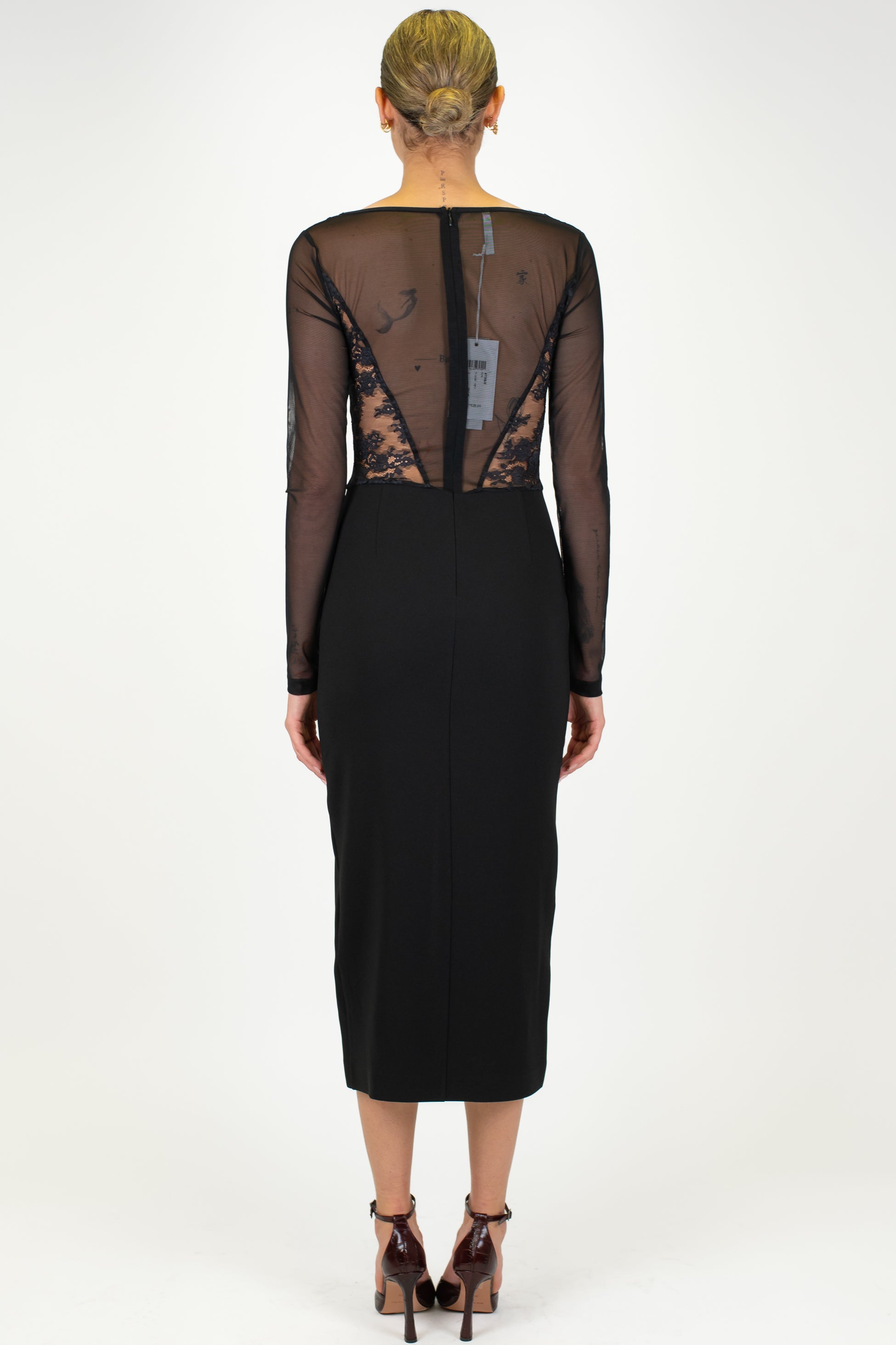 Imperial - Abito midi con maniche velate e pizzo