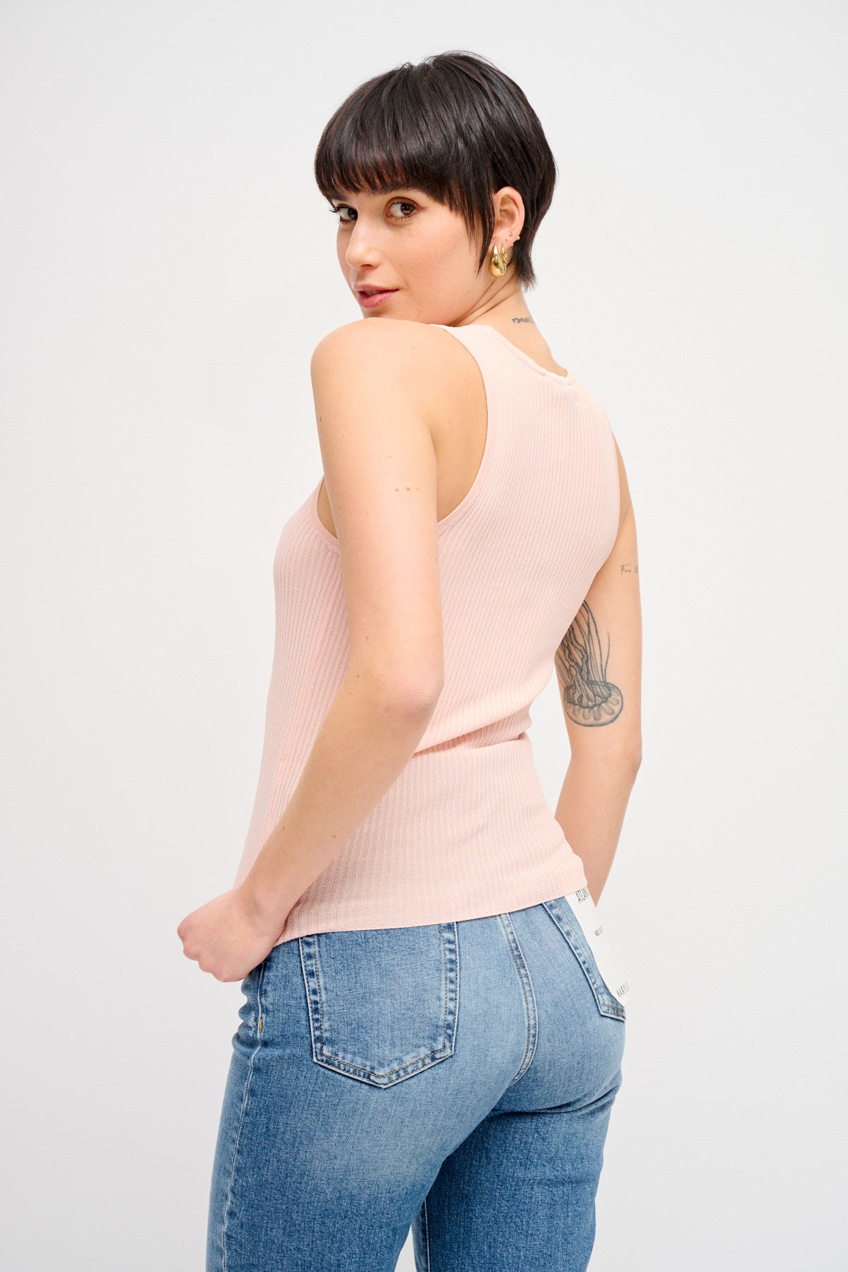 Maryley - Canotta a costine in viscosa leggera con scollo ampio