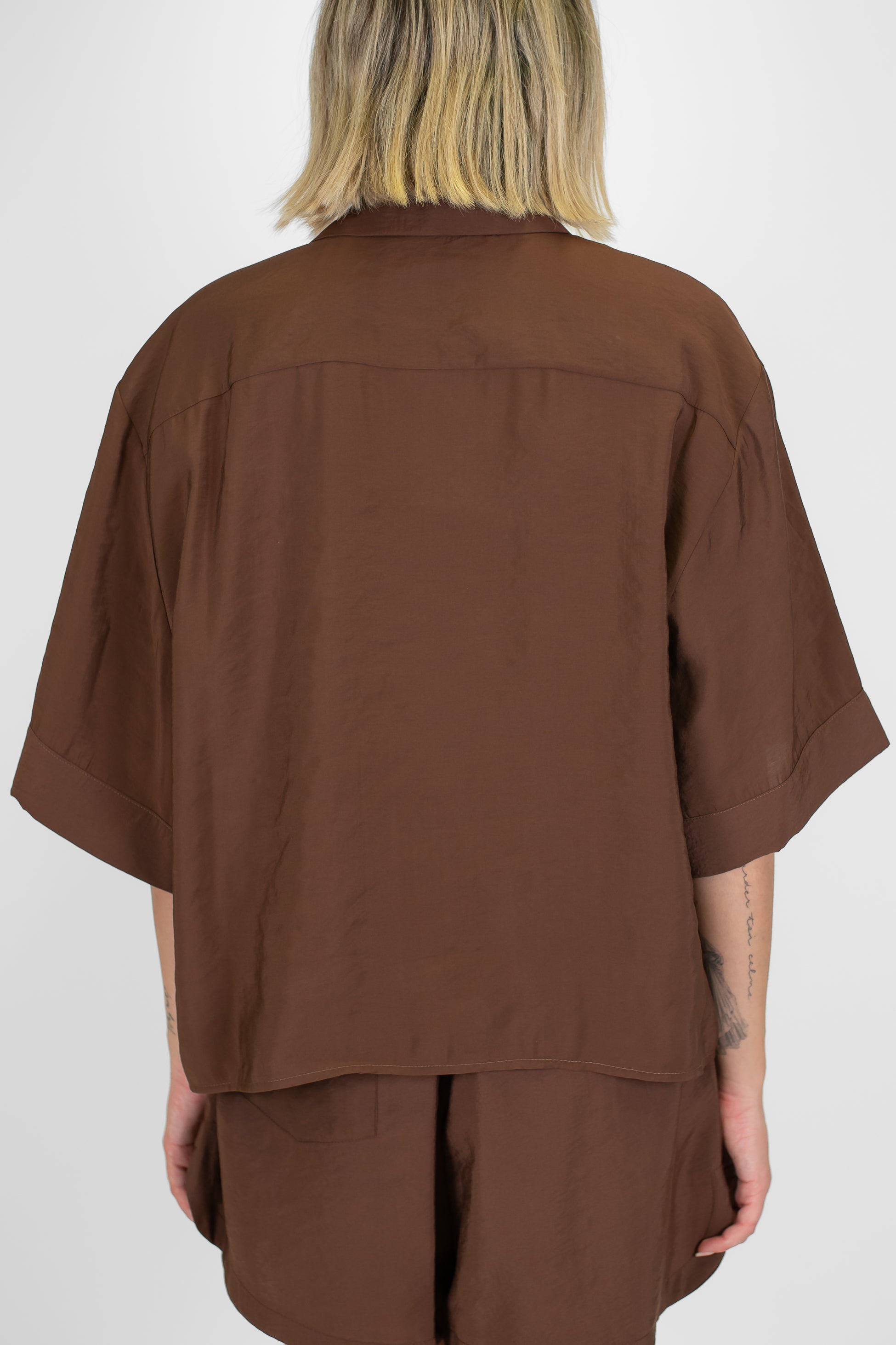 Motel - Coordinato in modal con camica mezzamanica e shorts con coulisse