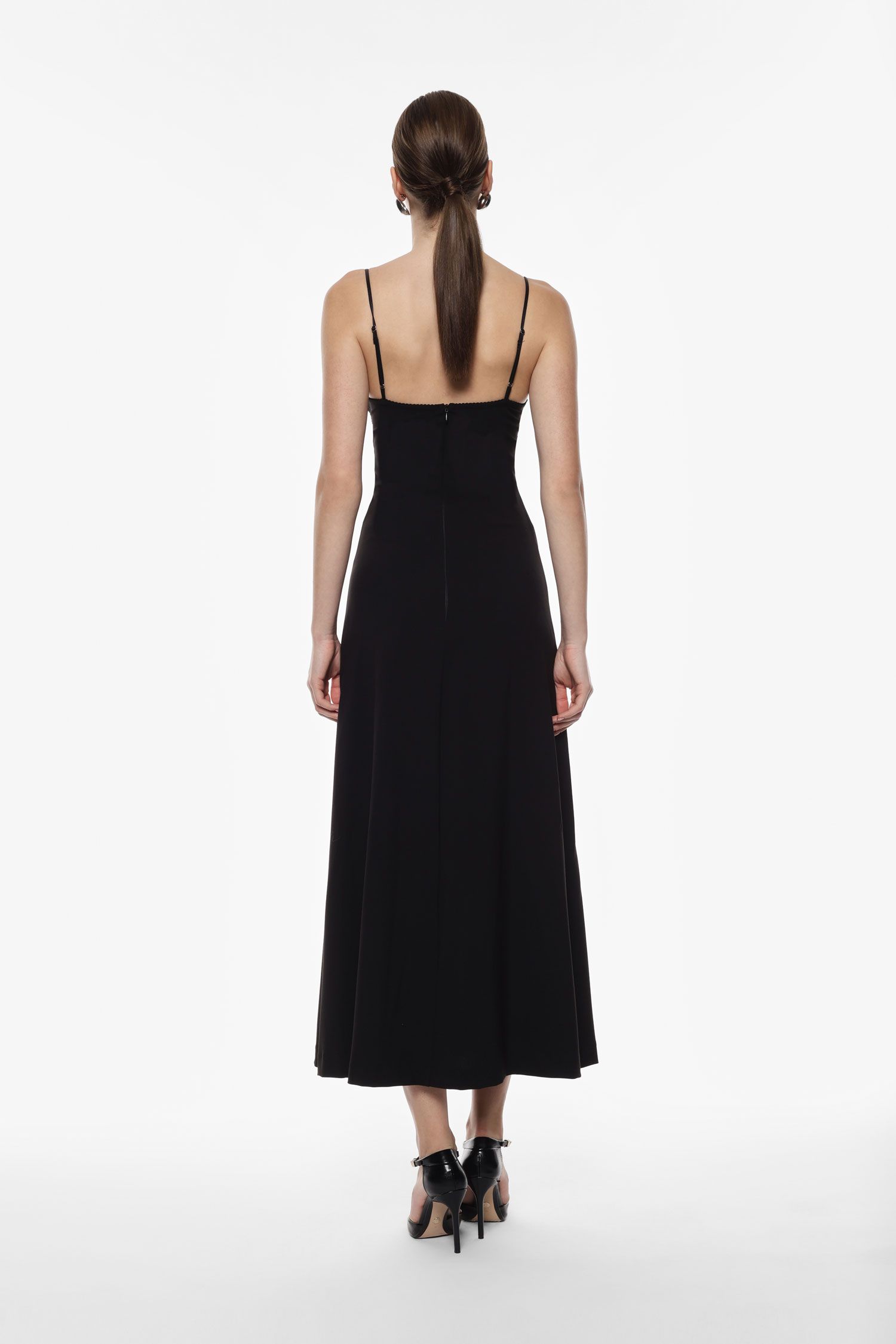 Imperial - Abito lungo con corpino in pizzo e spalline sottili