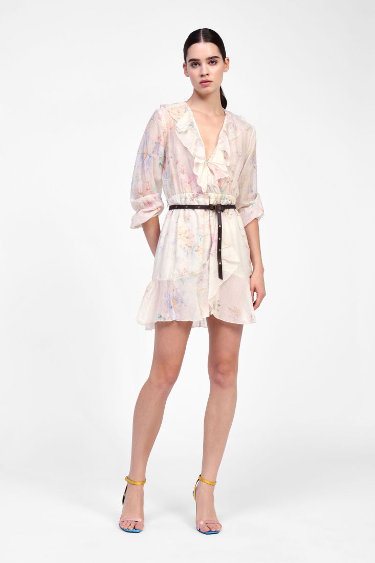 Dixie - Abito corto con stampa floreale e volant