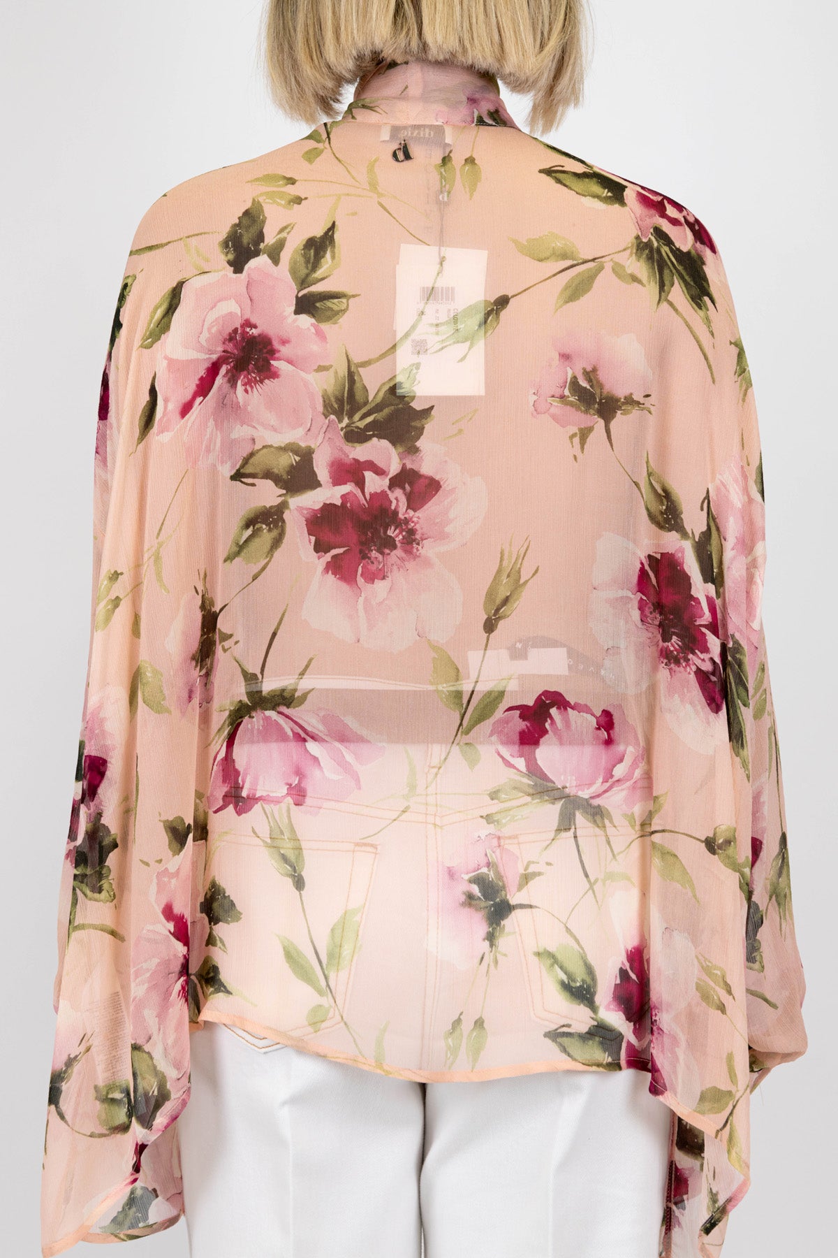 Dixie - Blusa fantasia floreale in viscosa con fiocco al collo