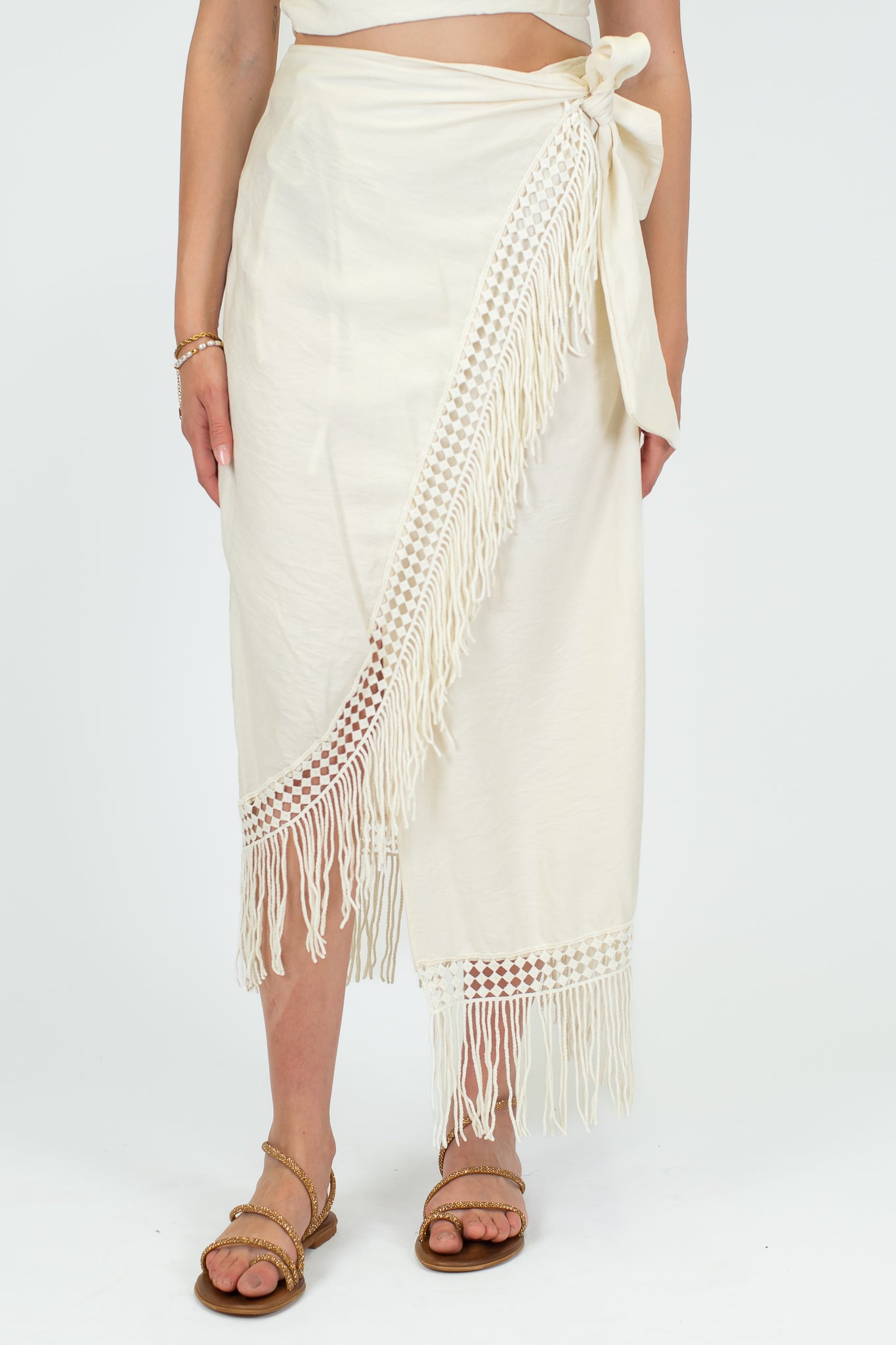 Haveone Gonna lunga a portafoglio con frange - Main Image