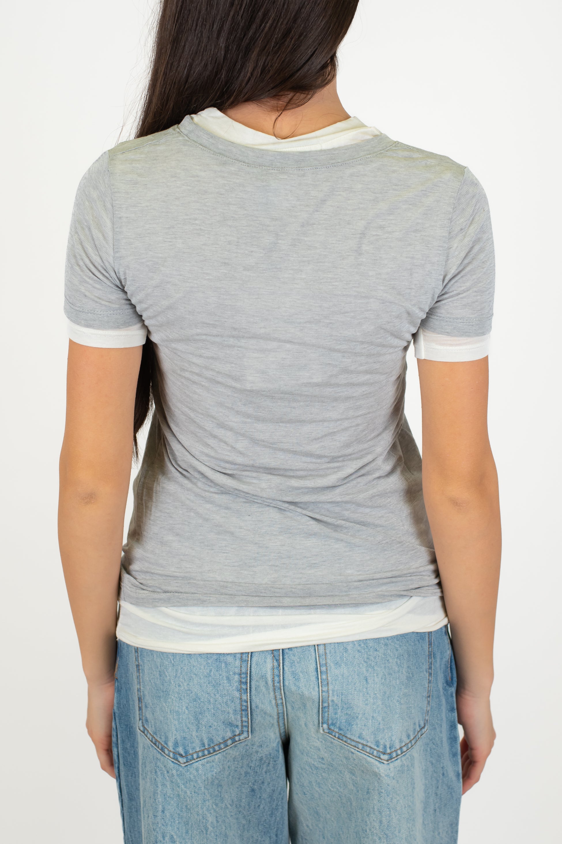 Haveone - T-shirt doppio strato a contrasto in misto seta