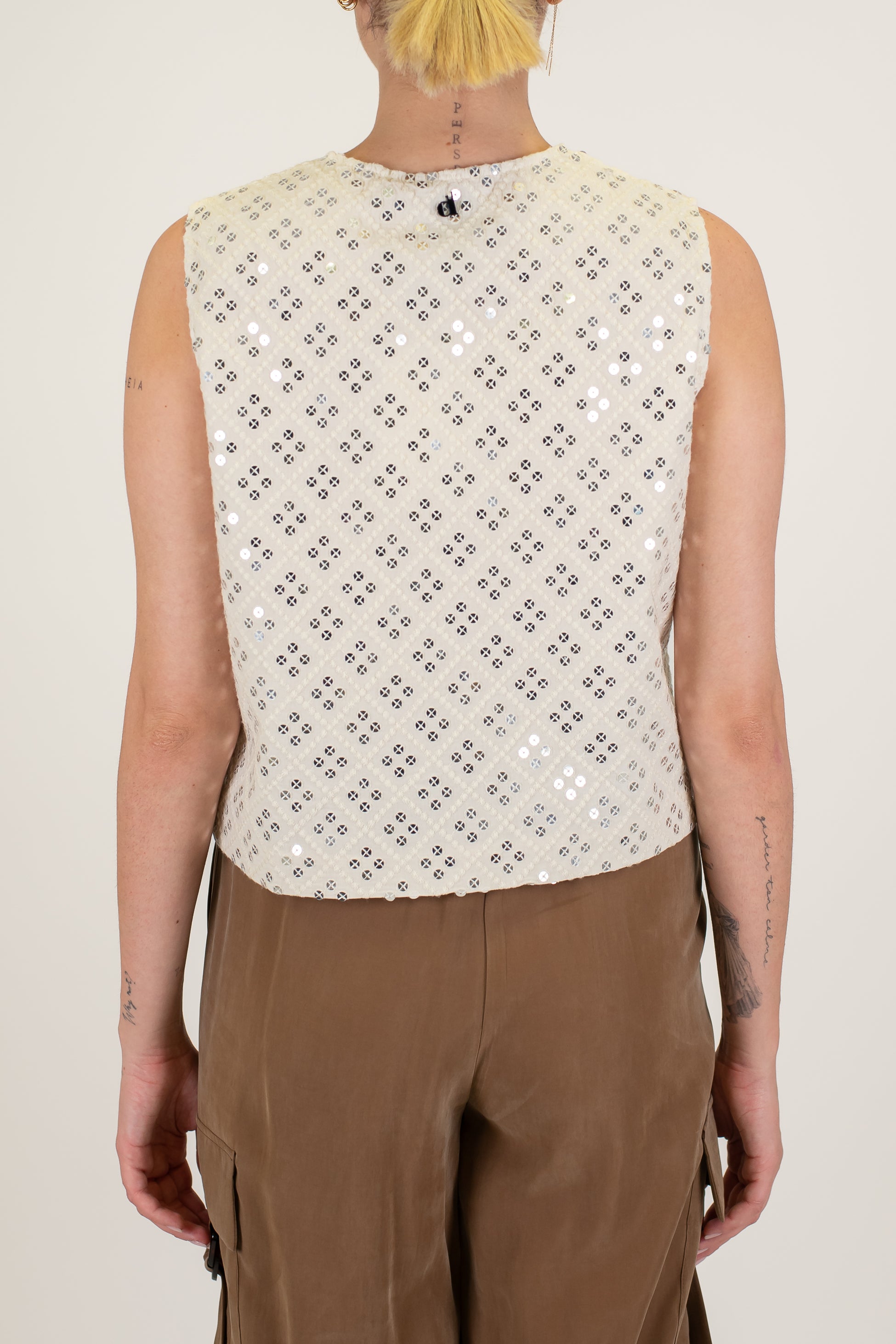 Dixie - Gilet con paillettes e chiusura con lacci