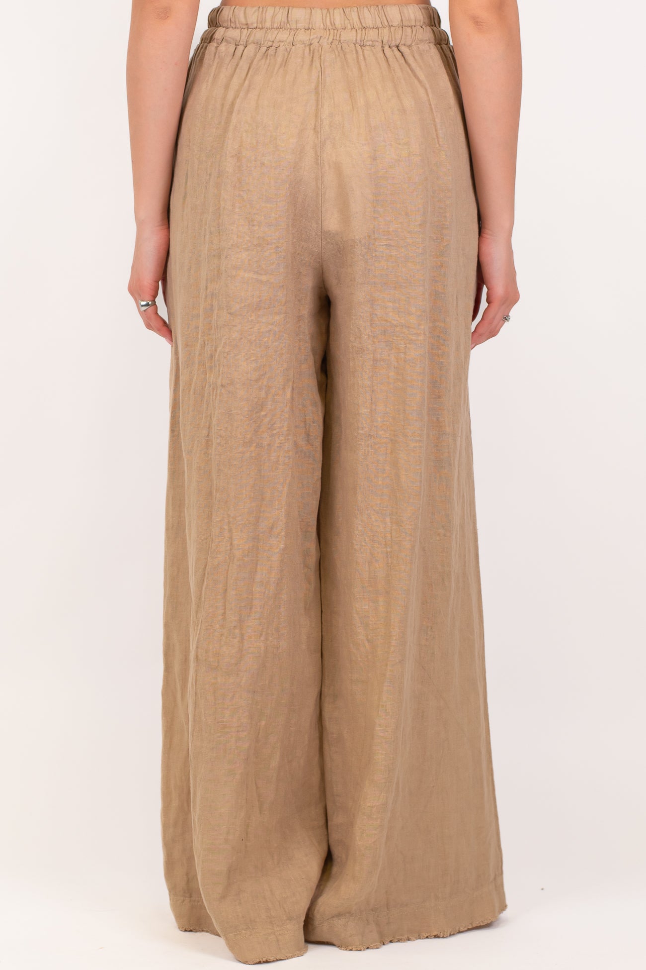 Motel - Pantalone palazzo in puro lino con coulisse