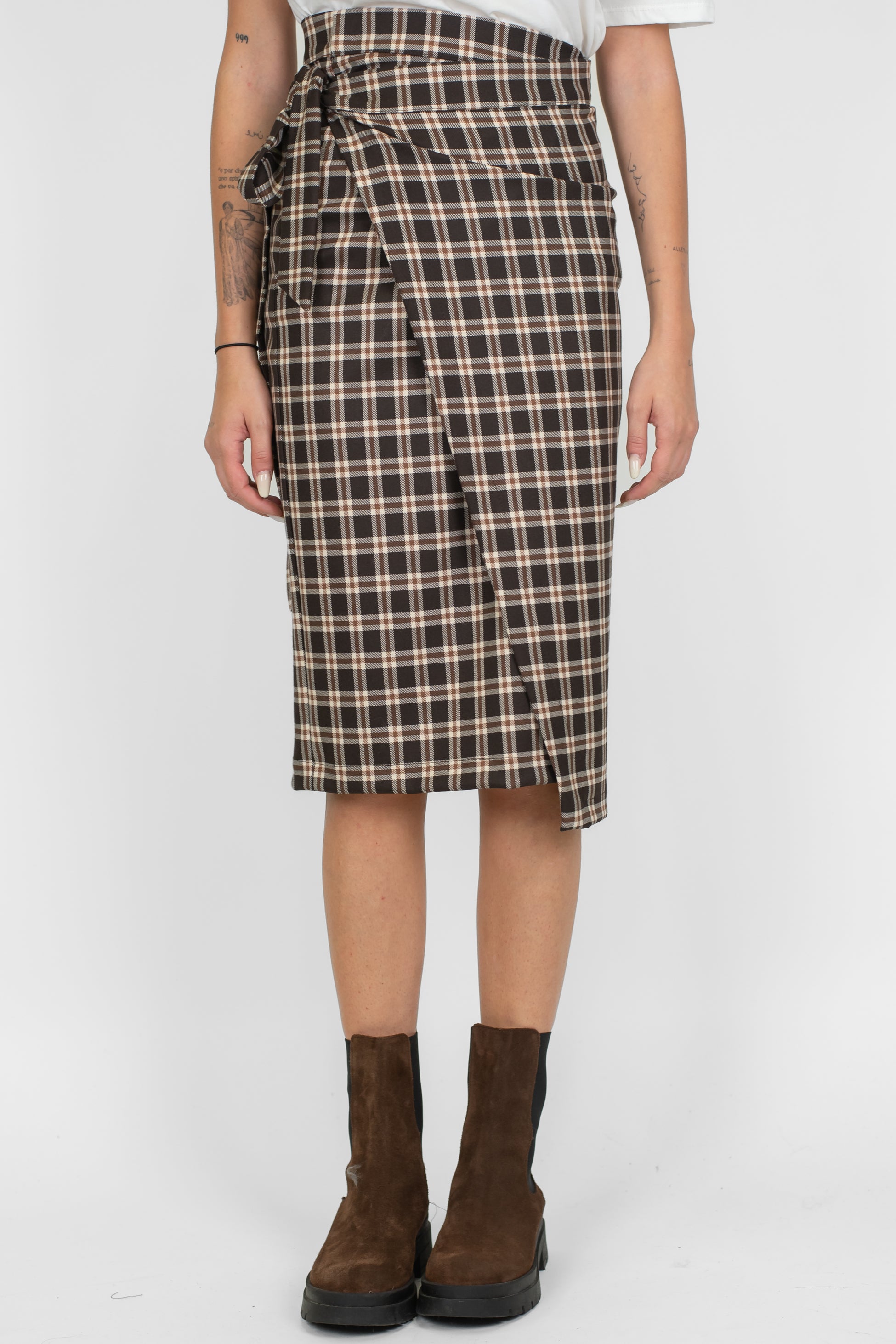 Maryley - Gonna longuette a portafoglio fantasia check