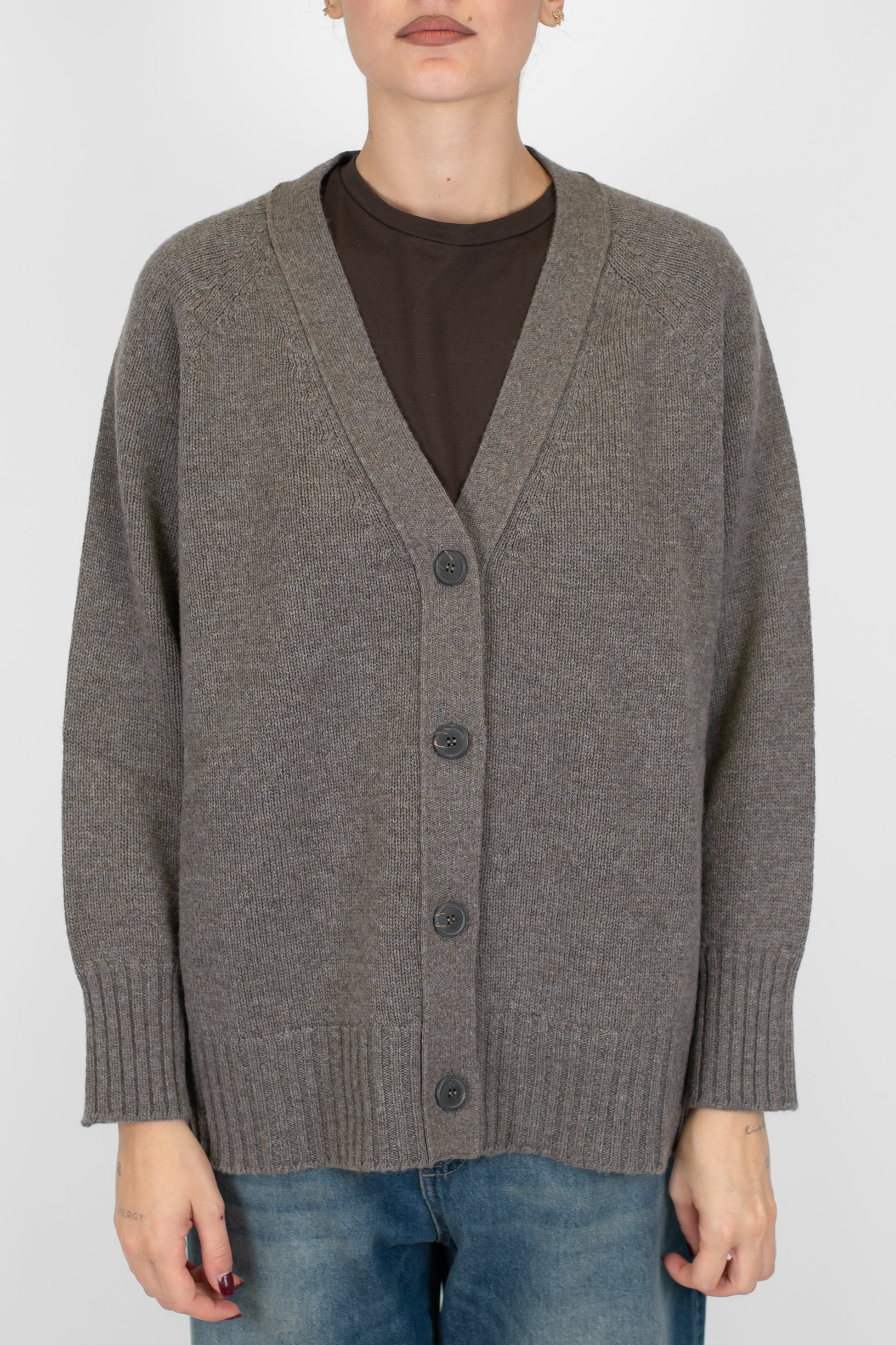 Tensione in - Cardigan scollo a V in lana e cashmere