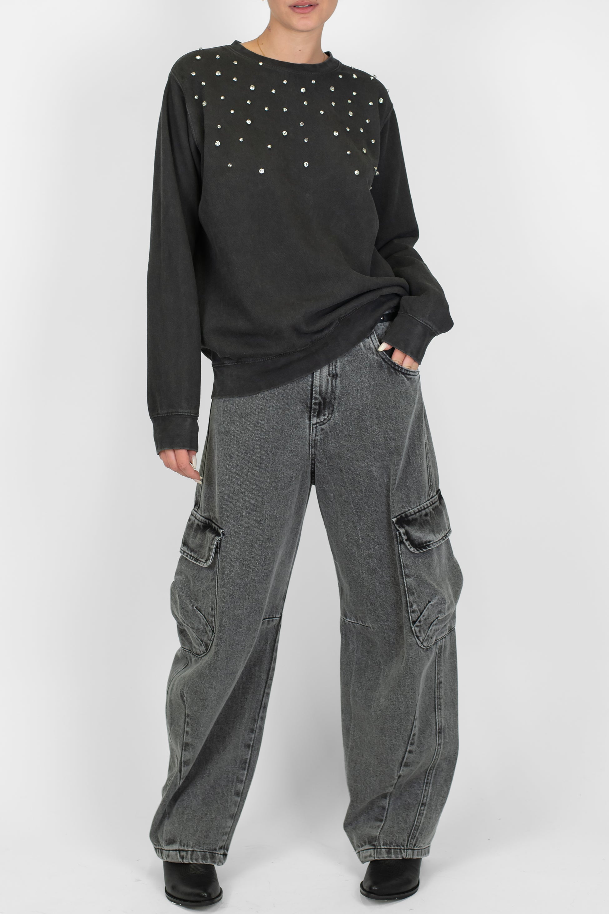 Tensione in - Jeans cargo balloon lavaggio scuro