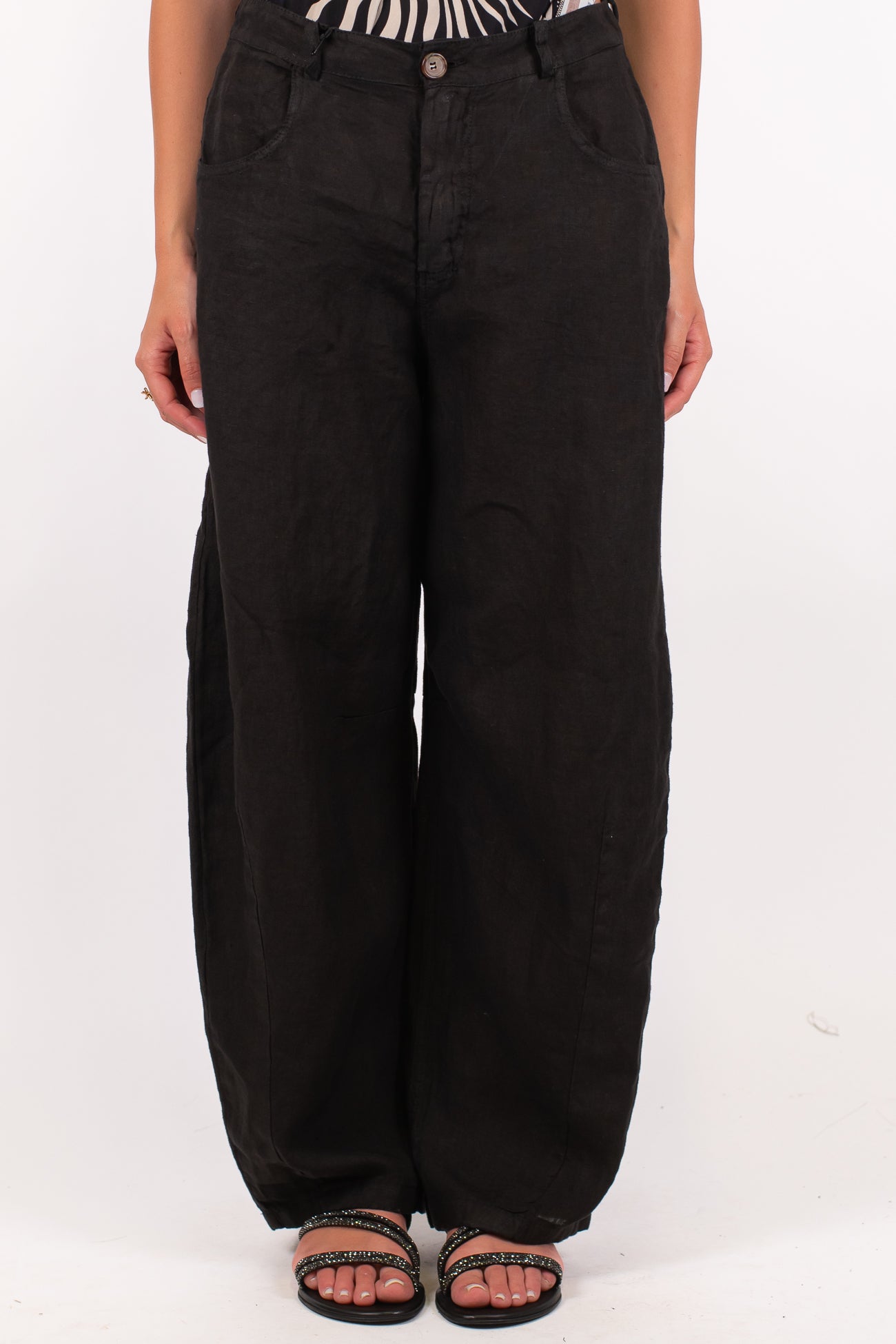 Tensione in - Pantalone balloon in puro lino