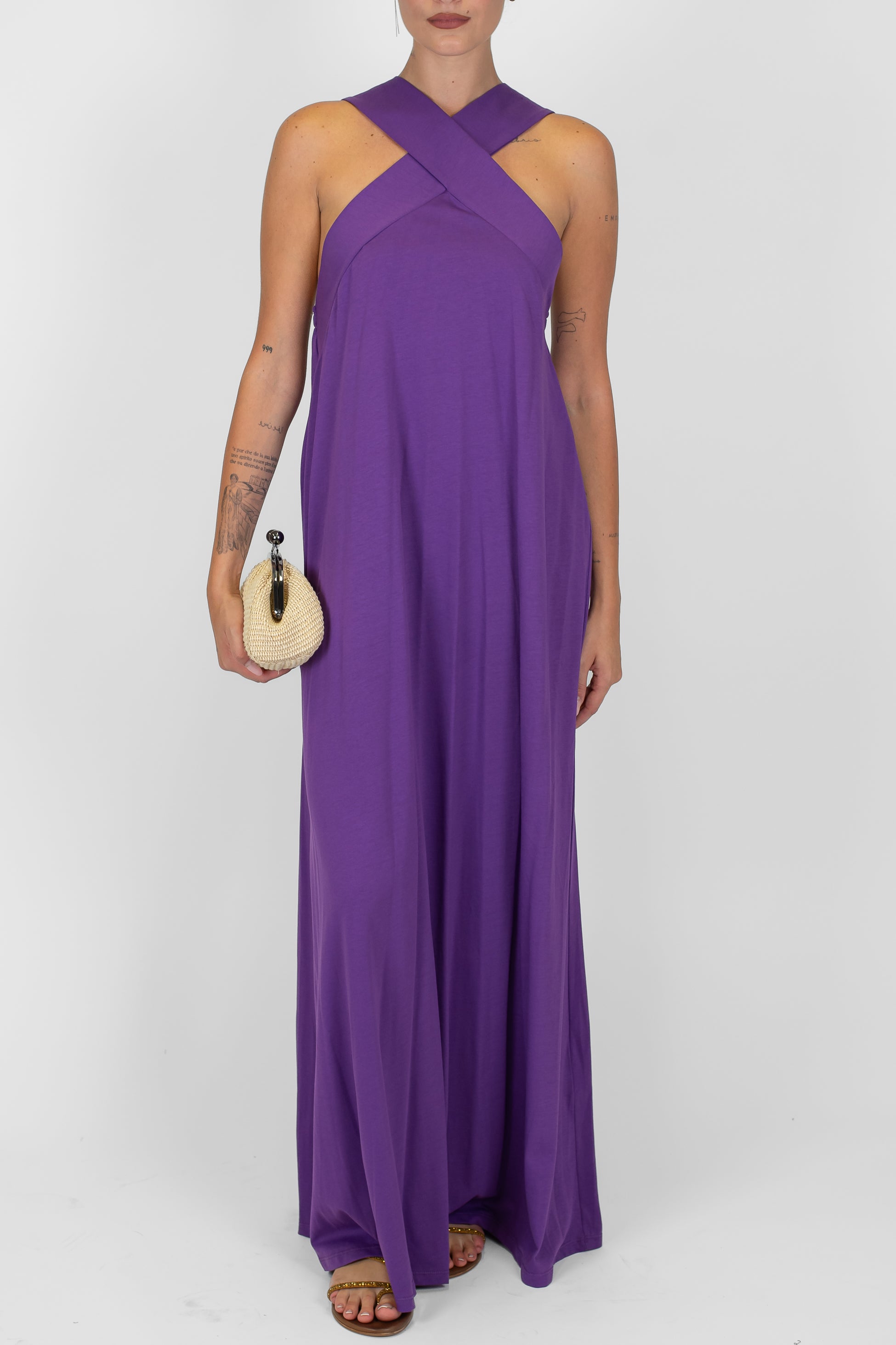 Tensione in - Abito in cotone scollo incrociato