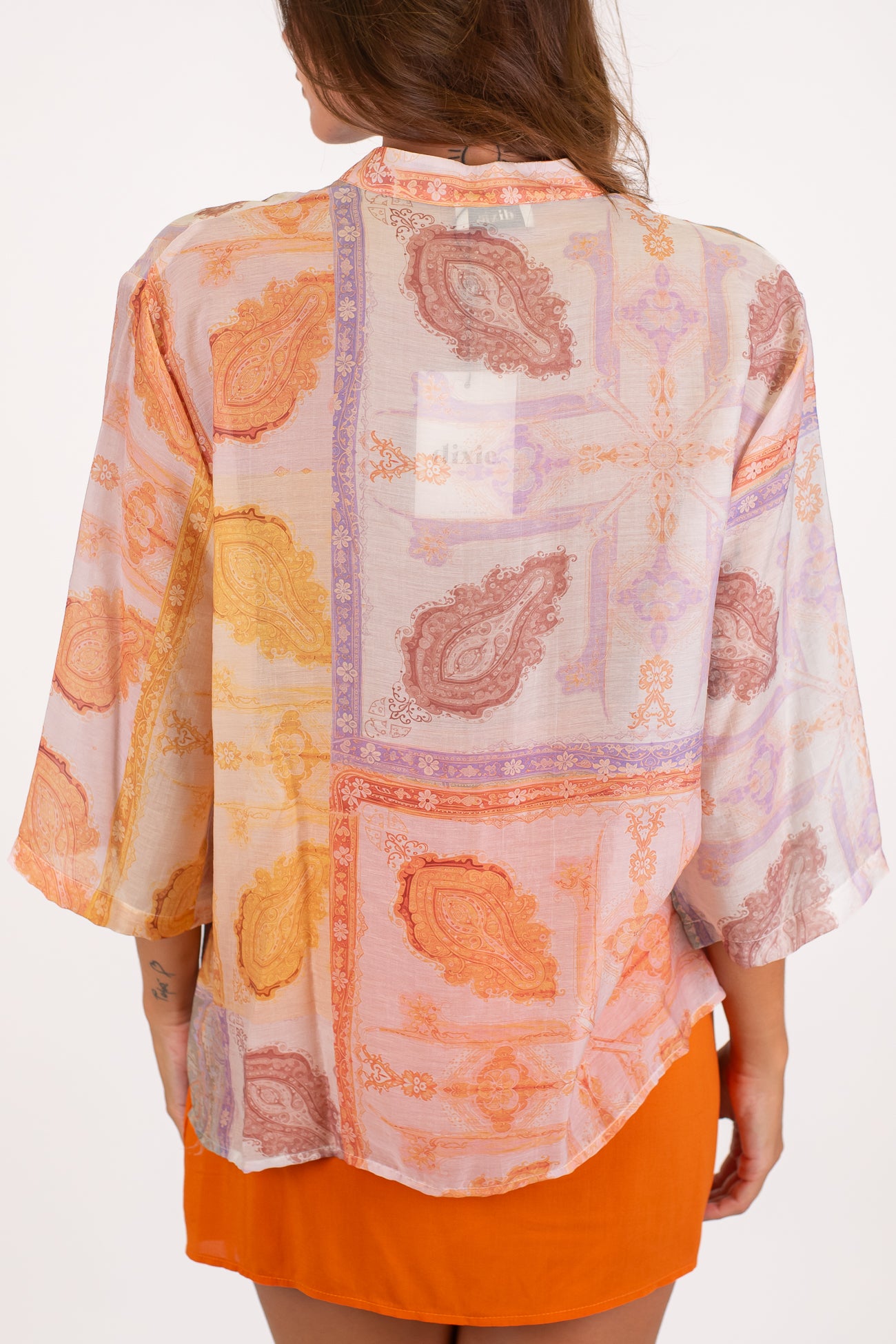Dixie - Camicia fantasia bandana in lyocell collo coreano
