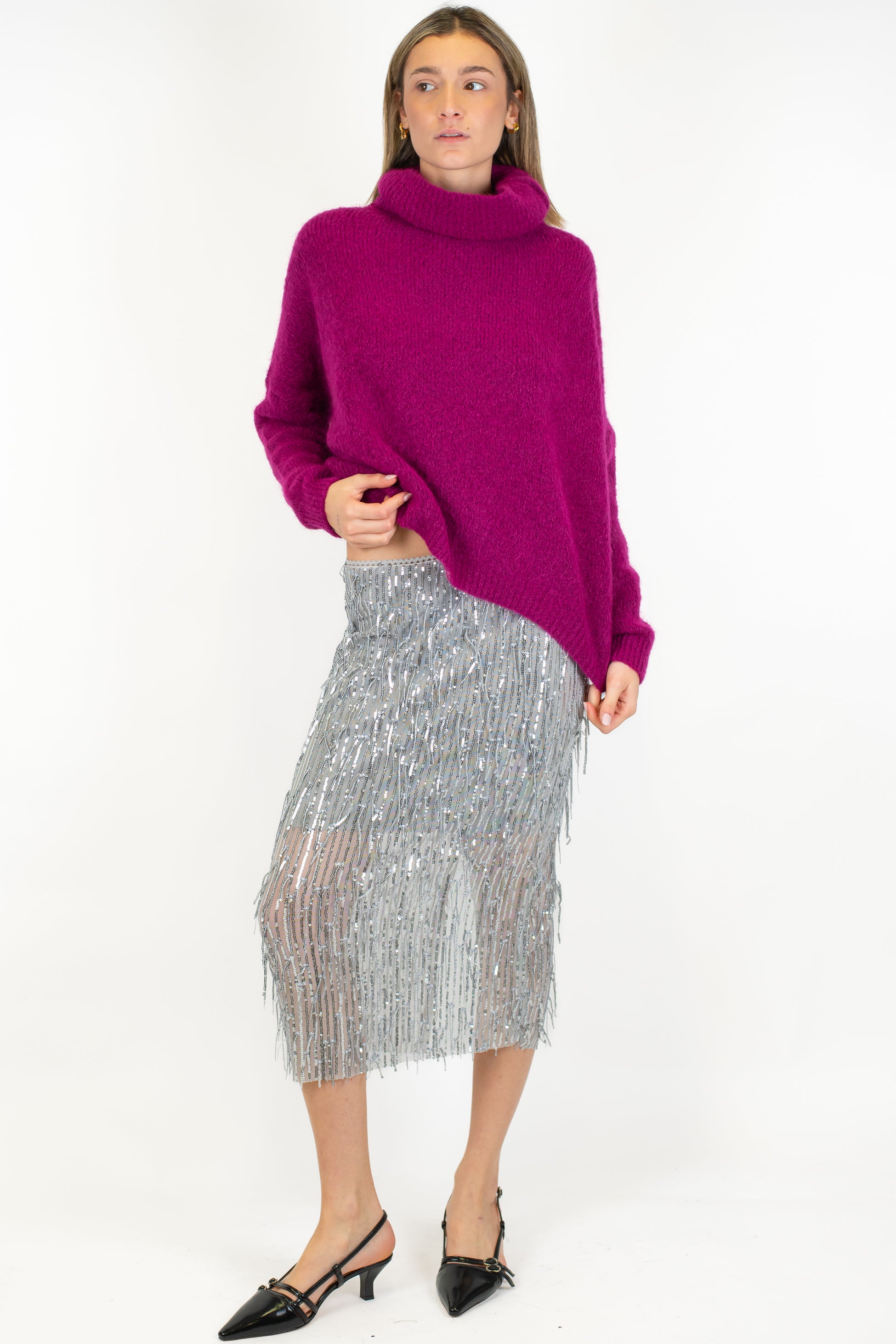 Tensione in - Gonna midi con frange paillettes