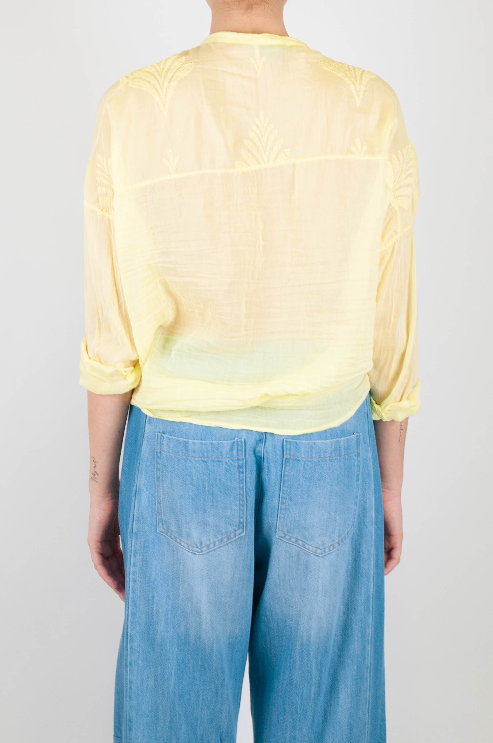 Motel - Camicia in misto seta con ricami tinta su tinta